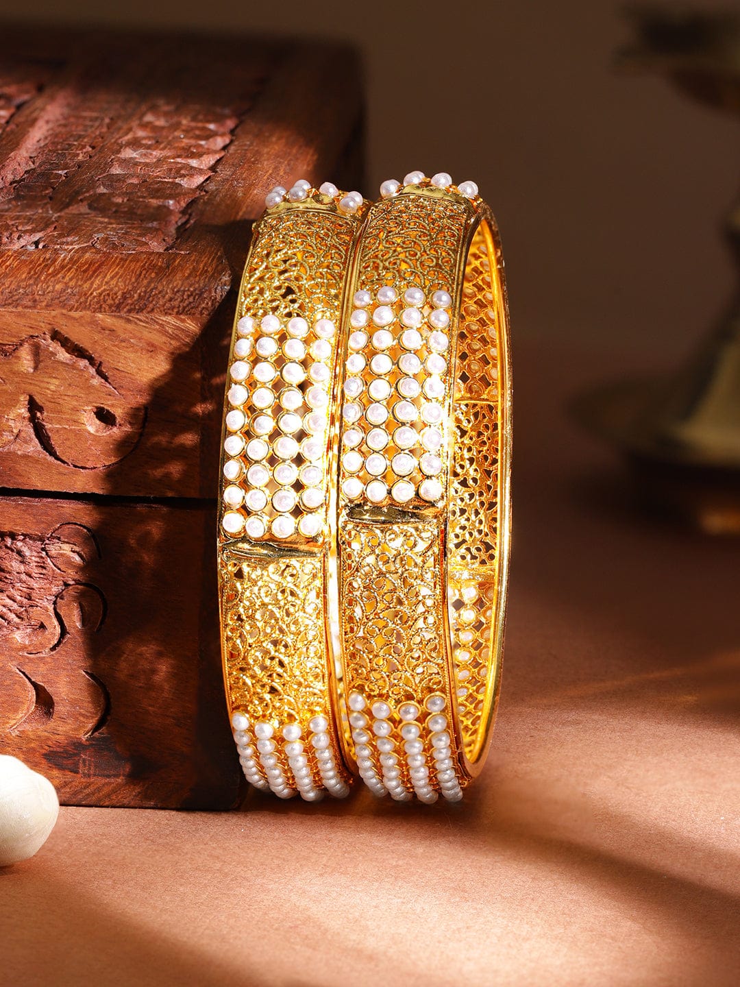 Pearl Adorn Golden Bangles
