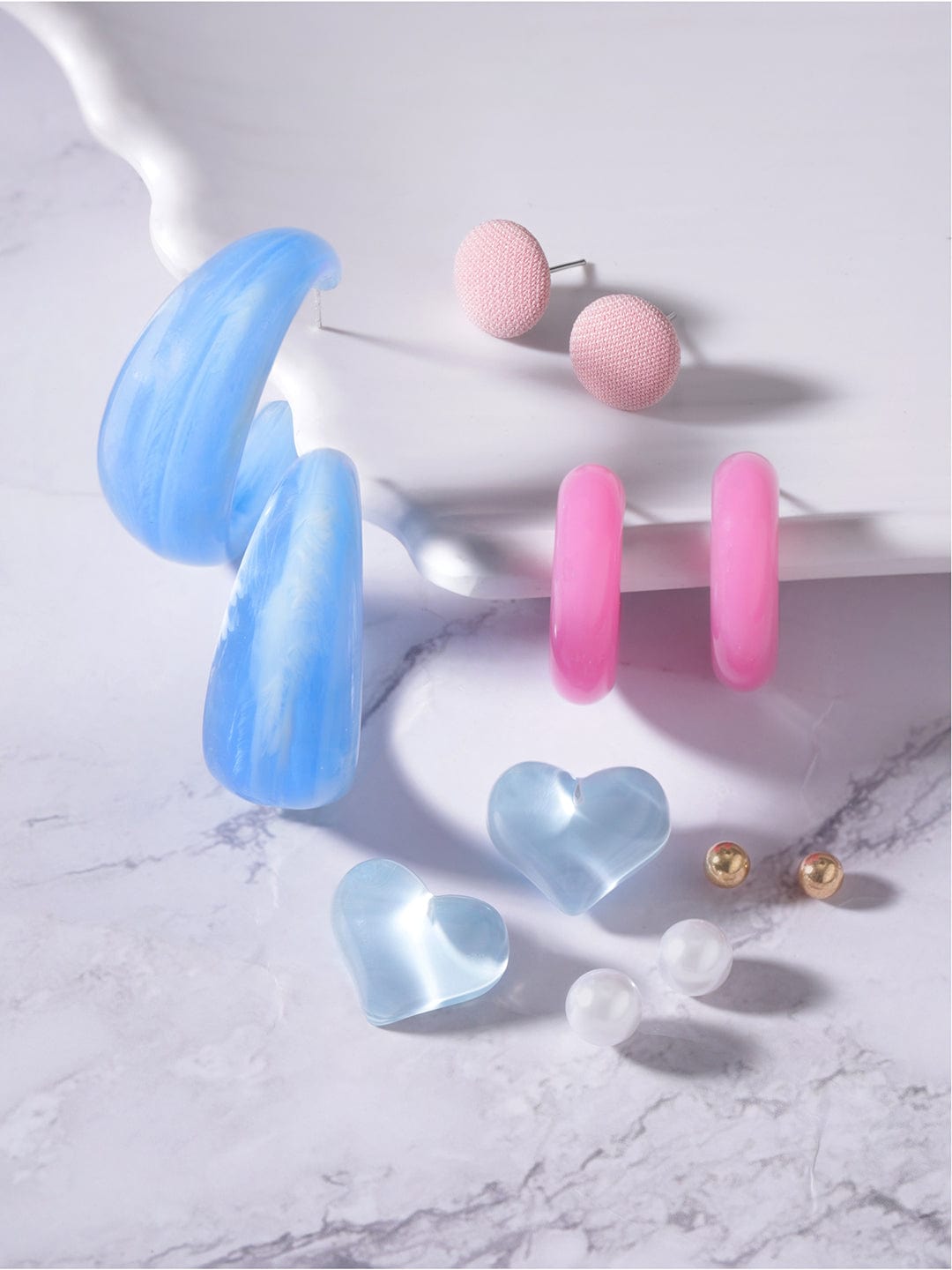 Rubans Set of 6, Multicolored adorable Pink & Blue Earrings