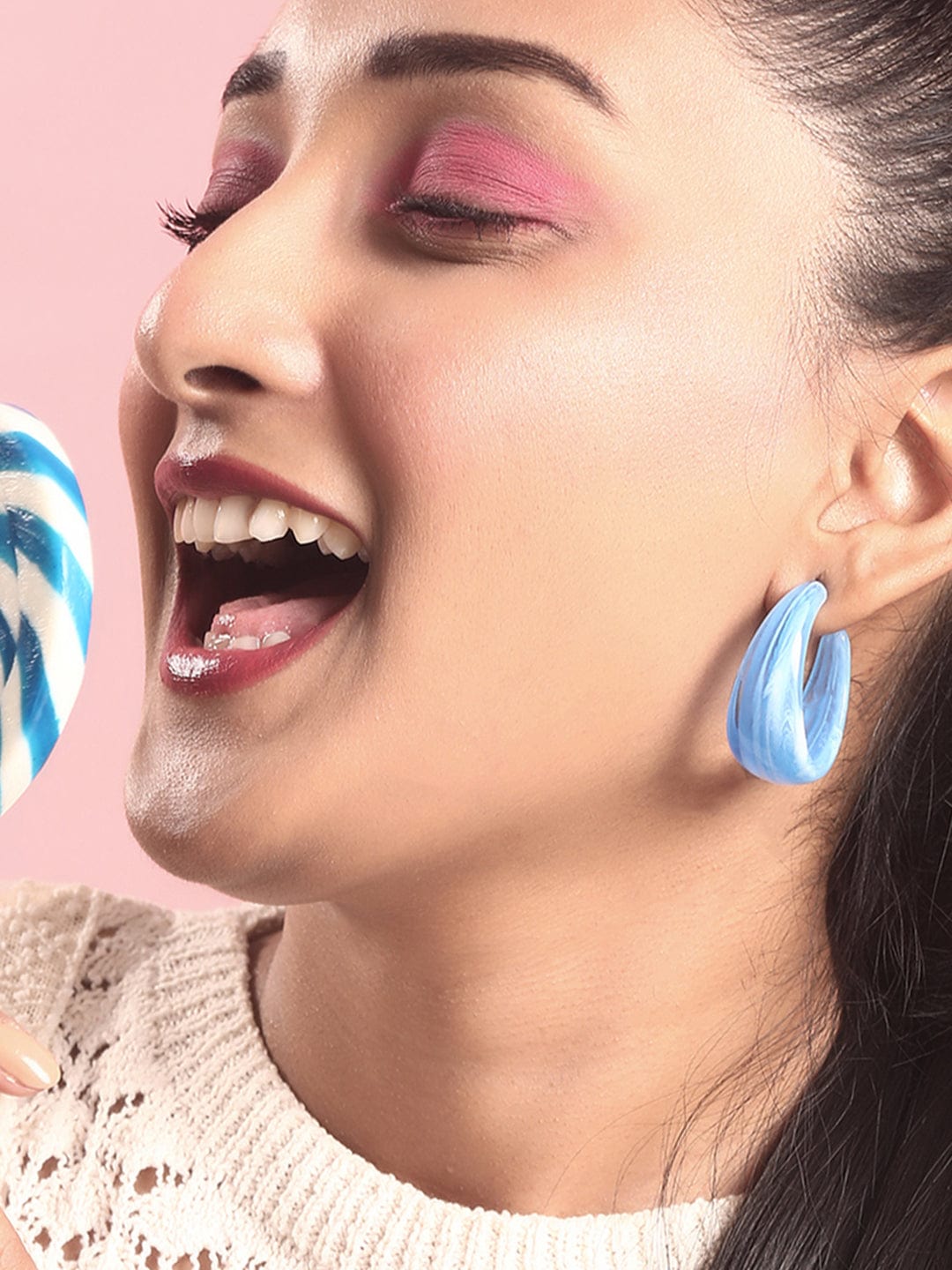 Rubans Set of 6, Multicolored adorable Pink & Blue Earrings