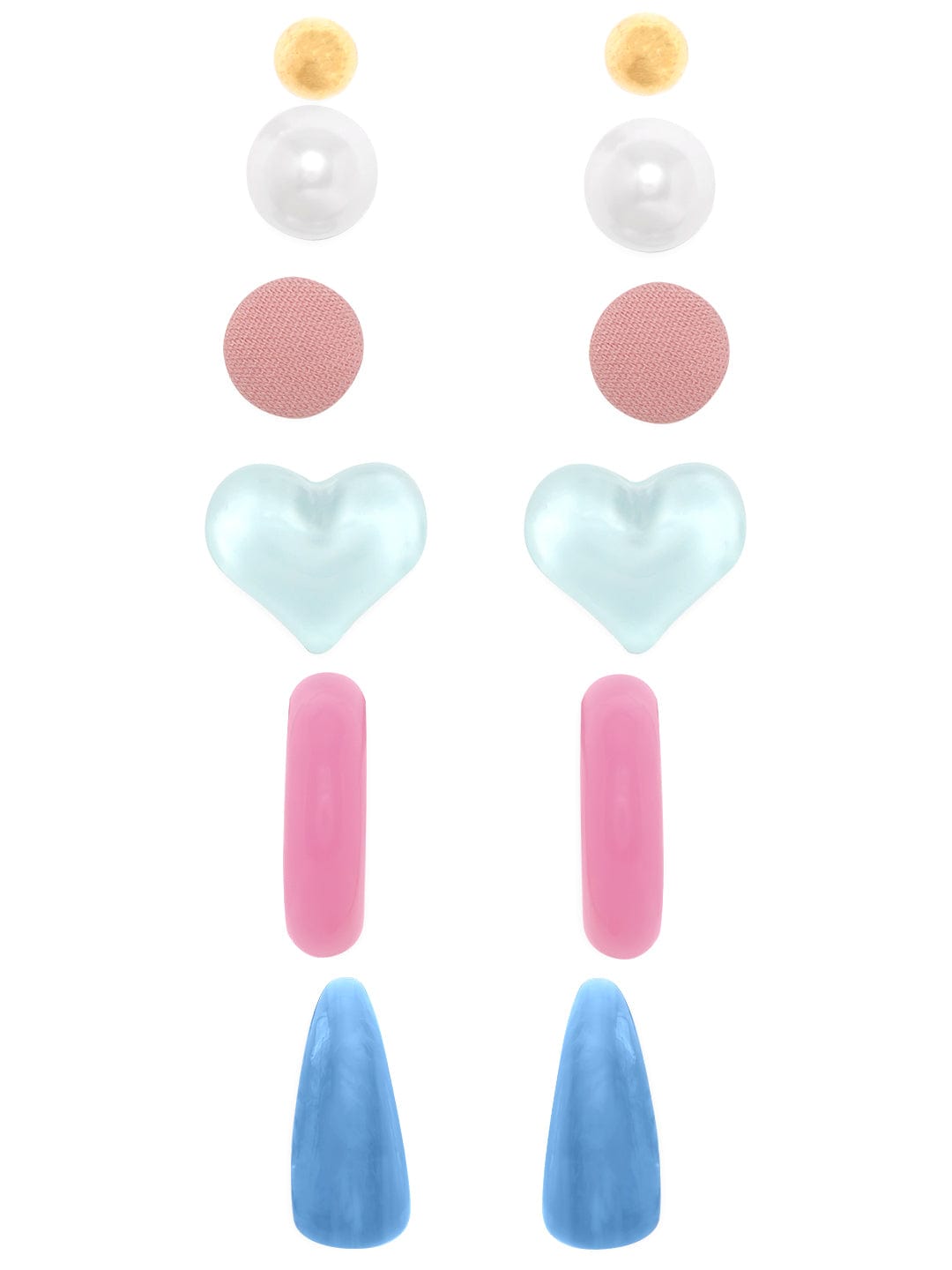 Rubans Set of 6, Multicolored adorable Pink & Blue Earrings