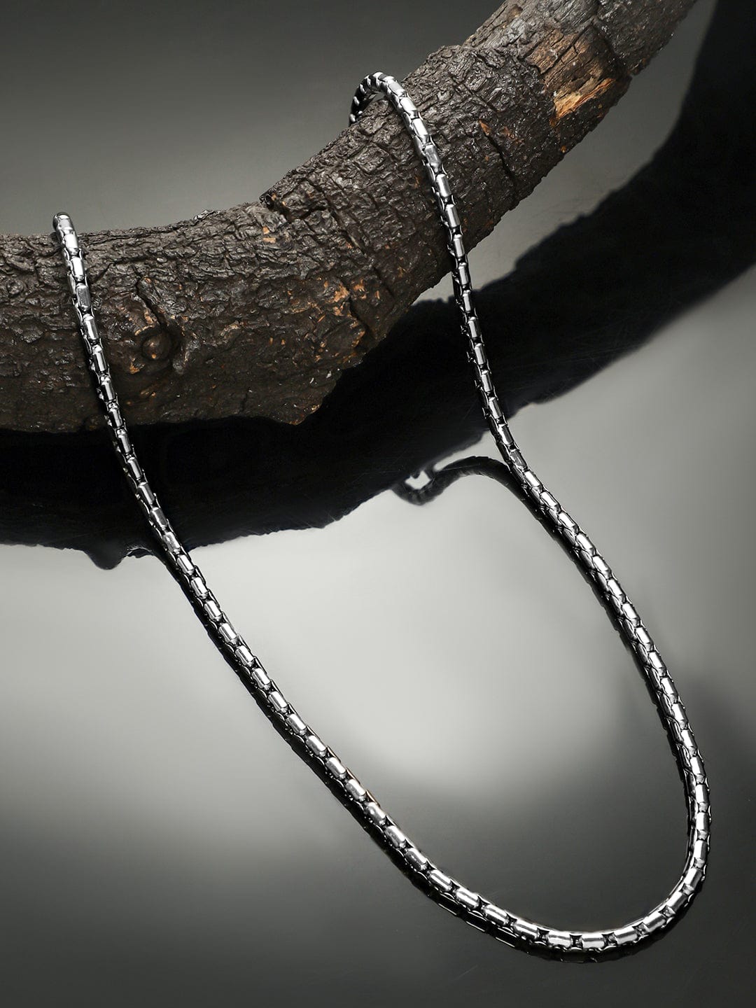 Rubans Silver-Plated Box Chain Necklace for Men â€“ Sturdy & Bold Statement Piece