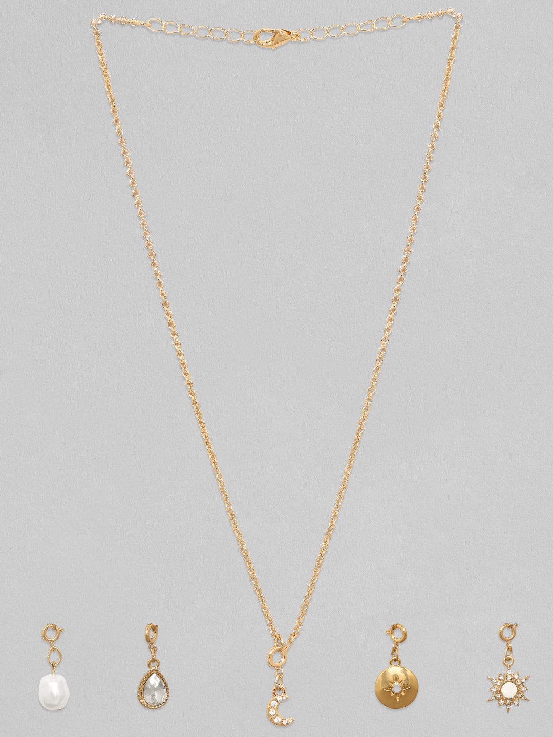 Rubans Voguish 18K Gold Plated Interchangeable Multiple Charms Necklace.