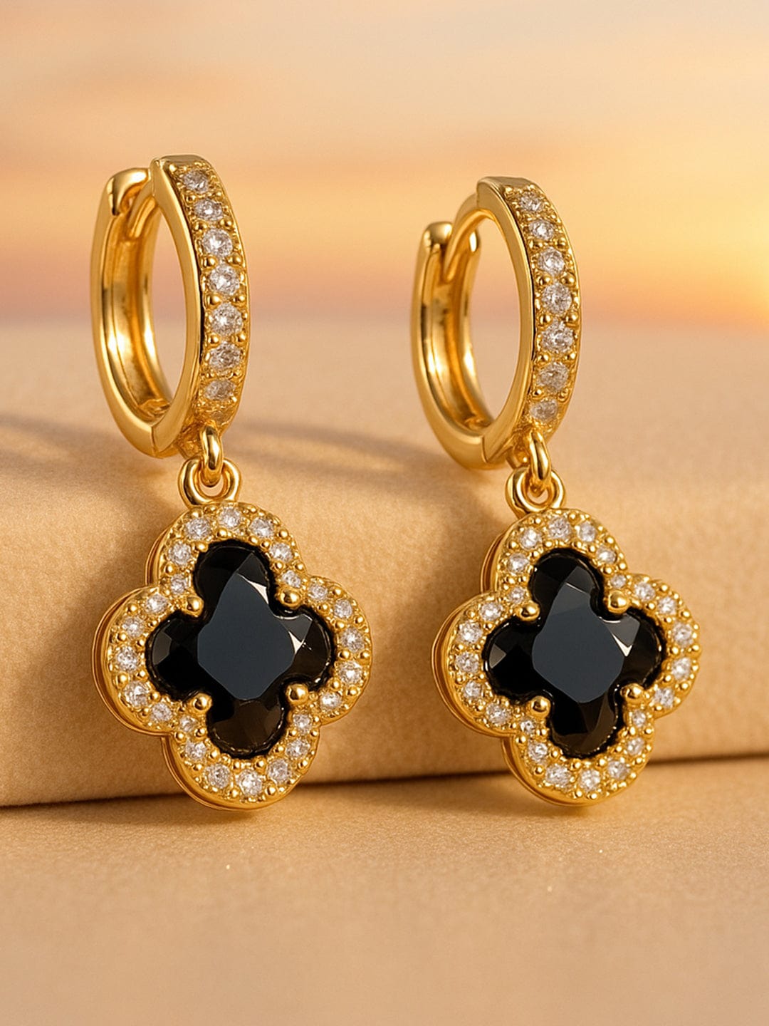 Minimal Glam American Diamond Zirconia Floral Hoops