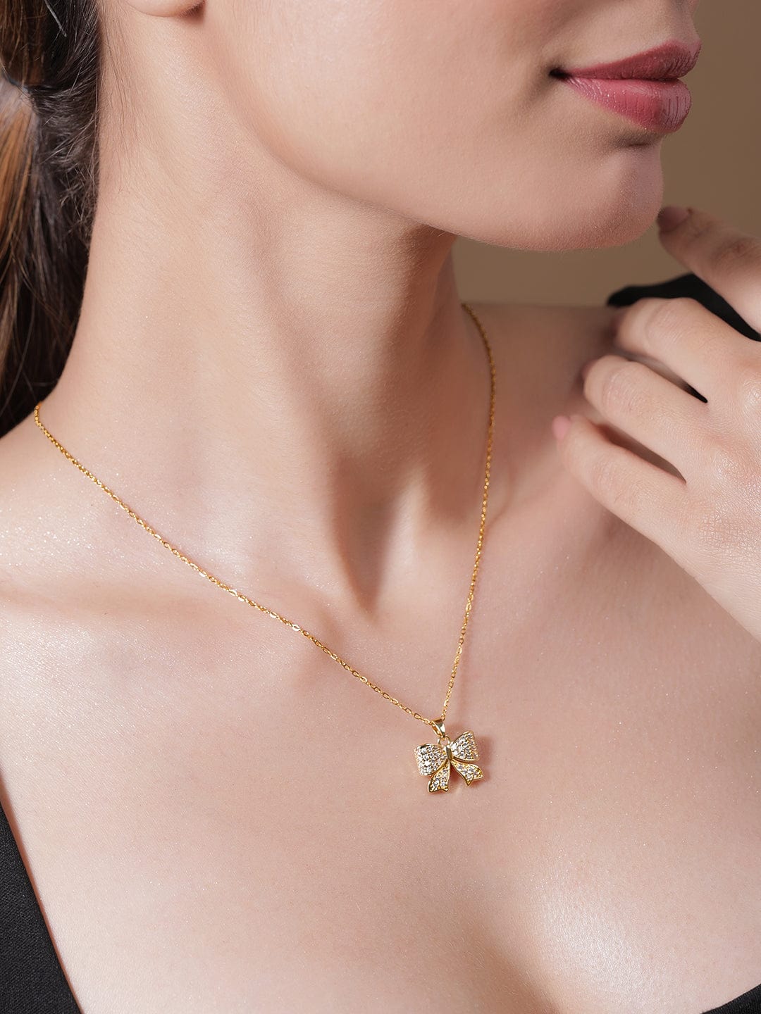 Stunning Bow Stainless Steel Pendant Necklace