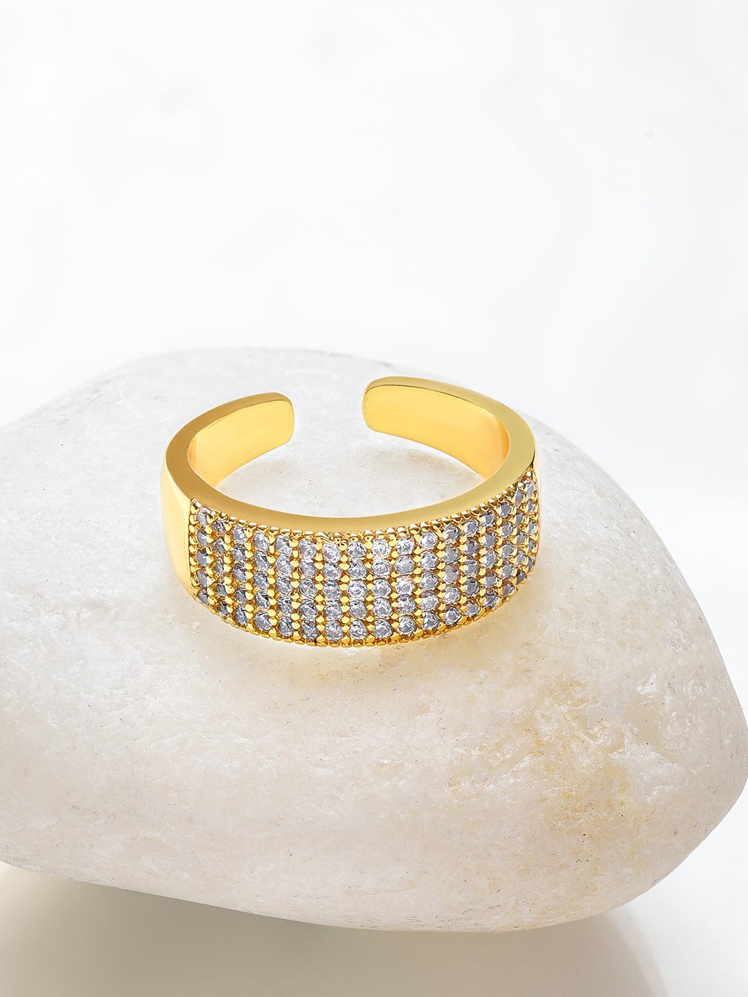 Pave Set Adjustable Gold Ring