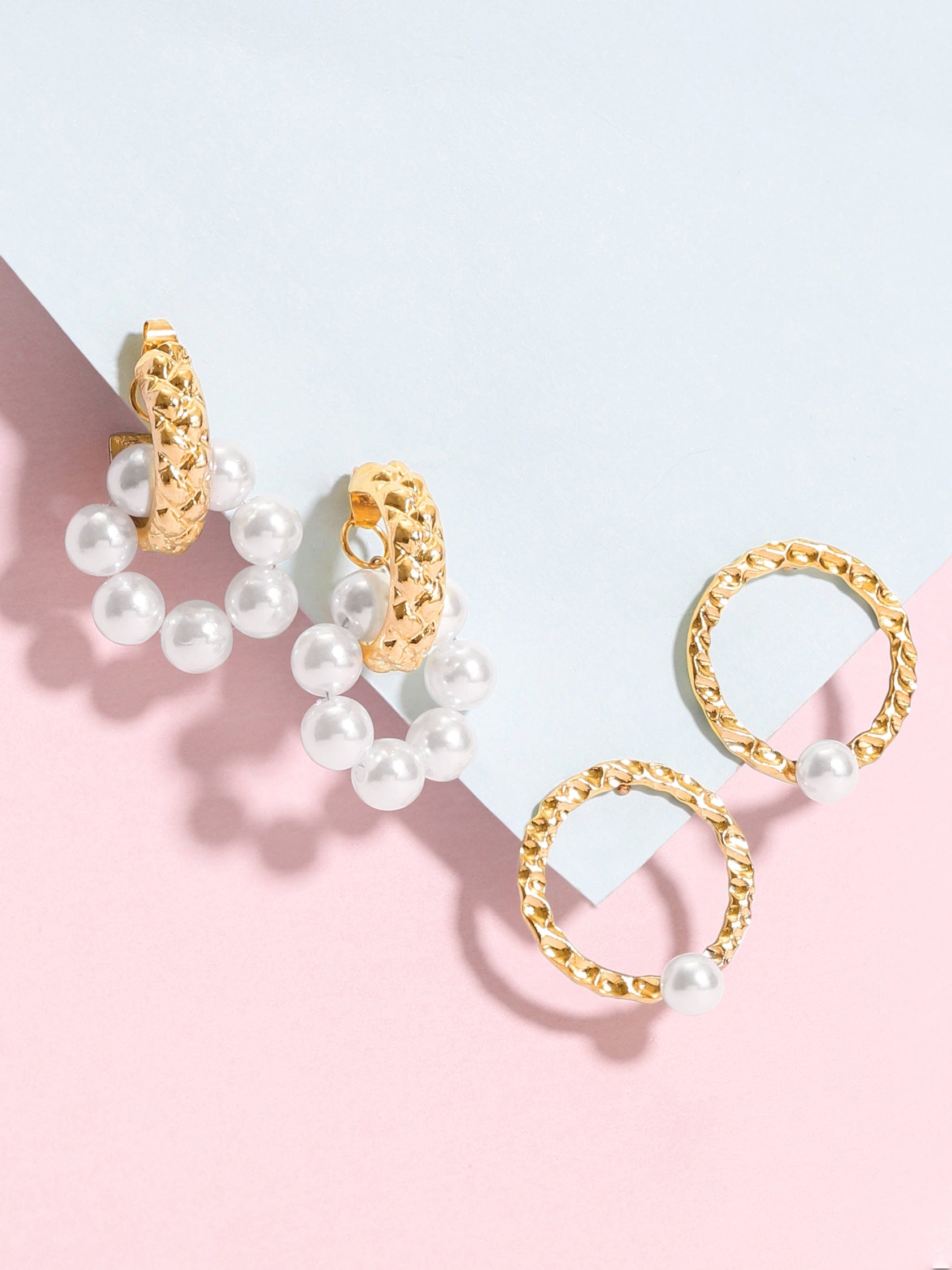 Rubans Voguish A set of 2 Gold Toned pearl Studded Earring