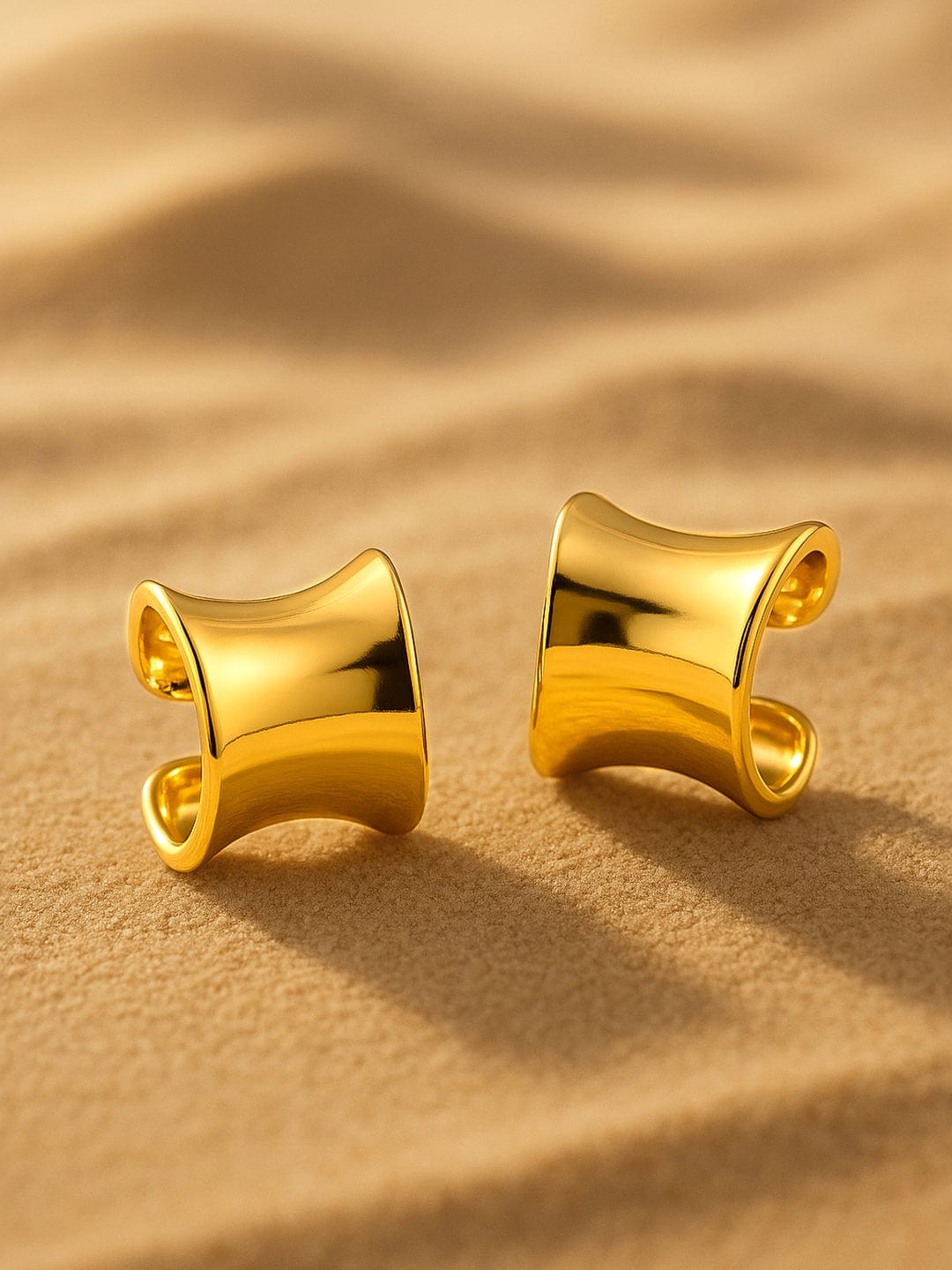 Rubans Voguish Classic Elegance Gold Plated Half Hoop Earrings