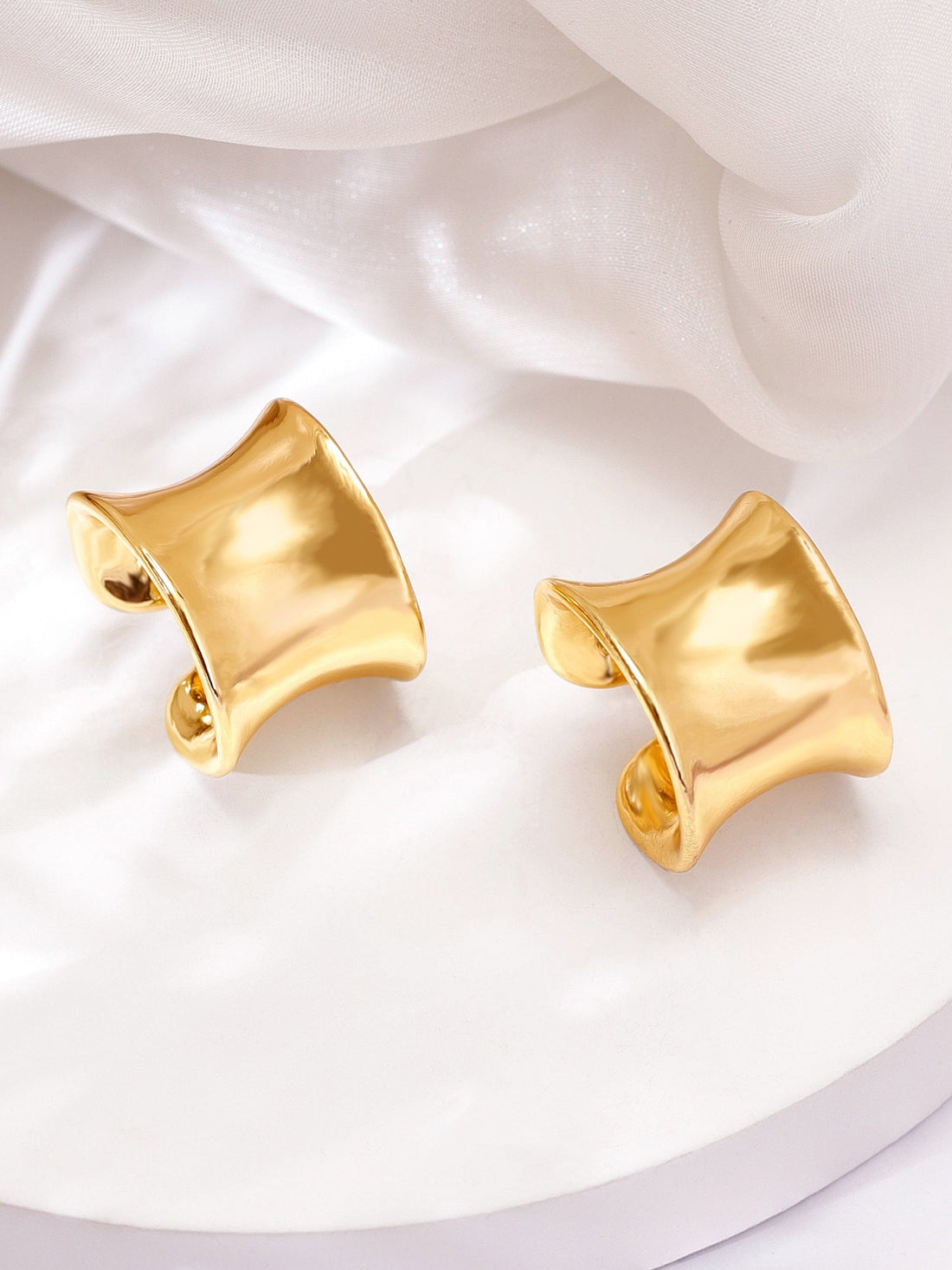 Rubans Voguish Classic Elegance Gold Plated Half Hoop Earrings