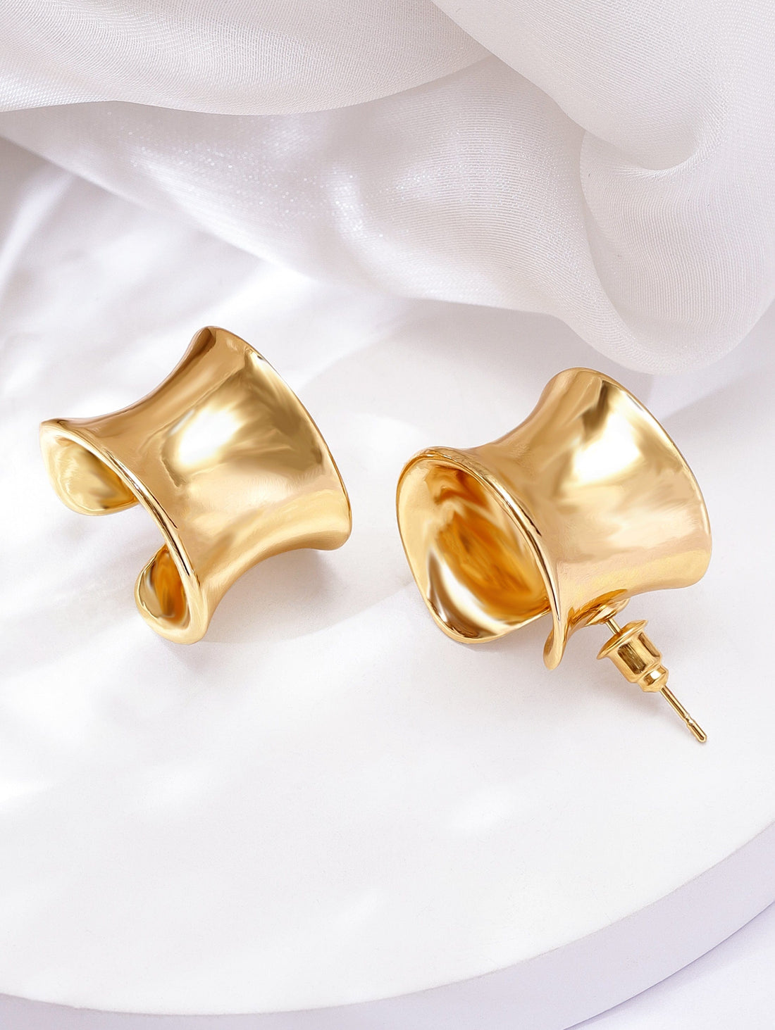 Rubans Voguish Classic Elegance Gold Plated Half Hoop Earrings