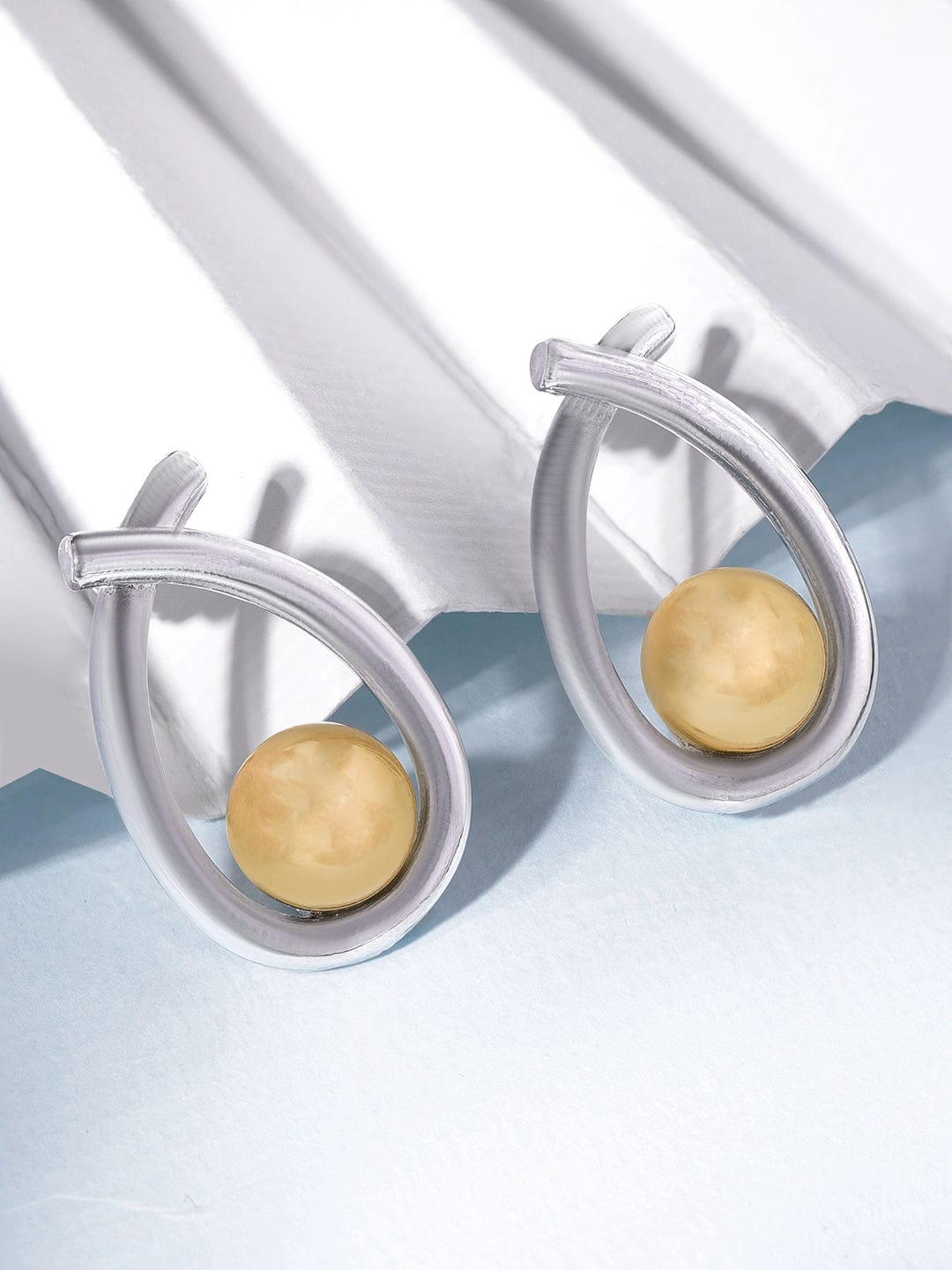 Rubans Voguish Dual toned Contemporary Ribbion wrap Stud Earring