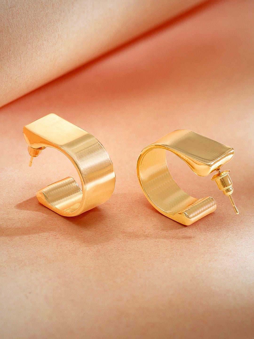 Rubans Voguish Elegant Allure Gold Plated Hoop Earrings