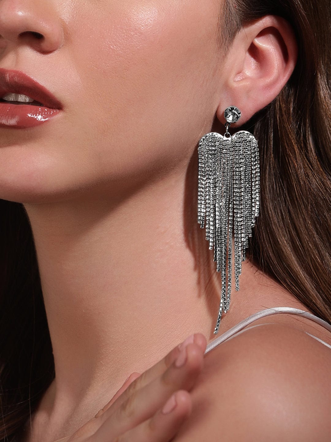 Lustrous Flow Multistrand American Diamond Zirconia Earrings