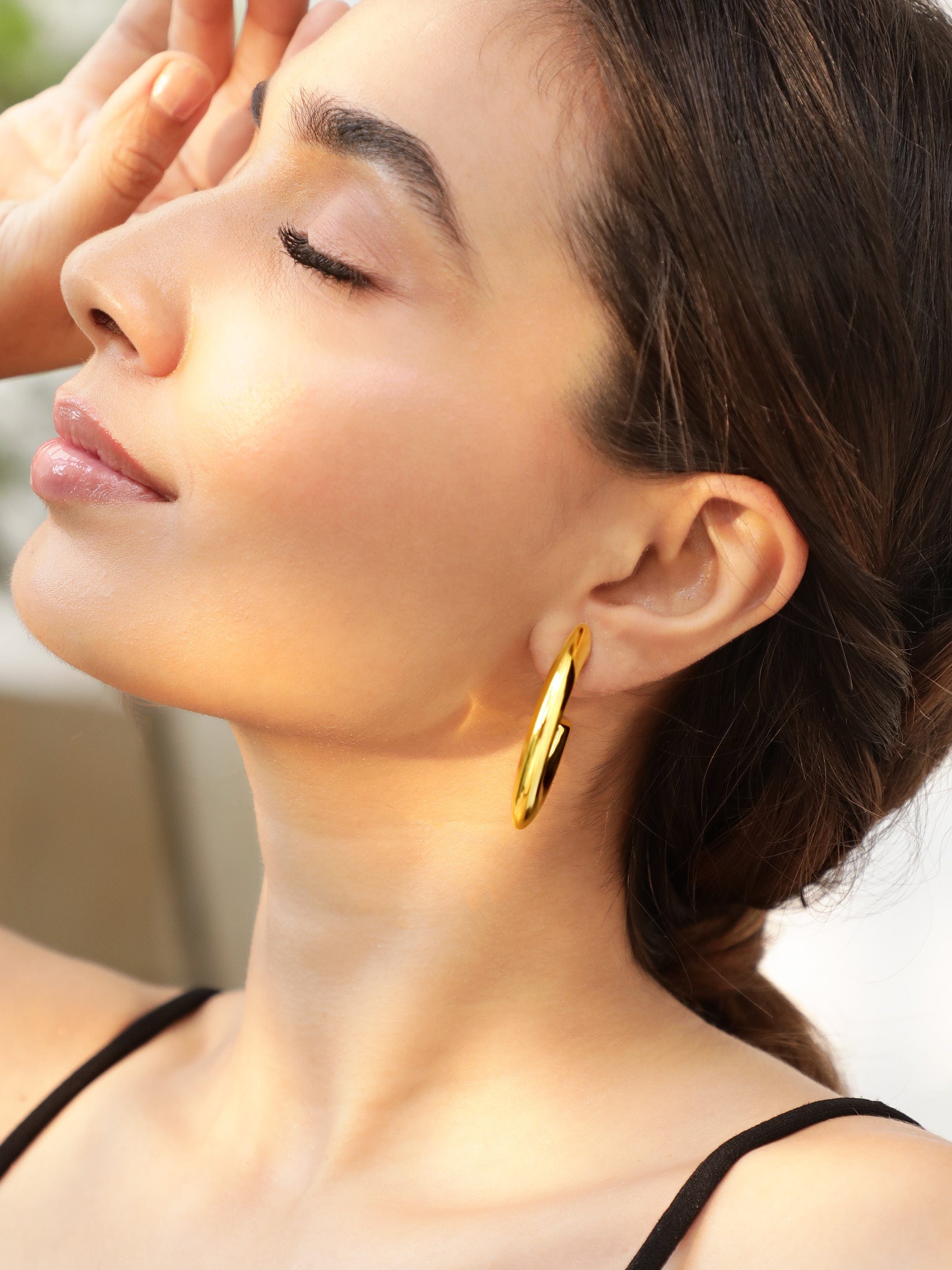 Rubans 18K Gold-Plated Stainless Steel Tarnish-Free Waterproof Hoop Earrings