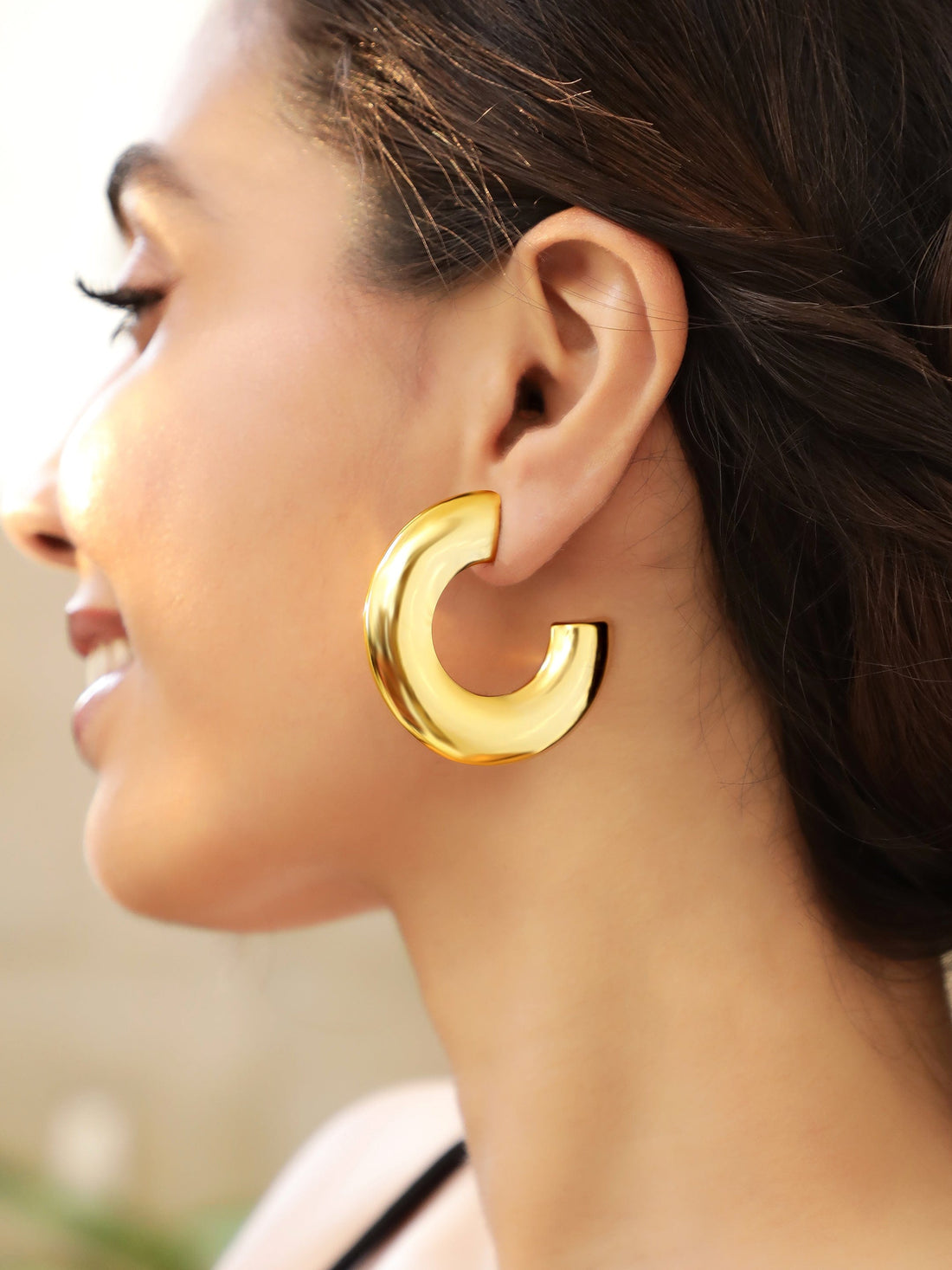 Rubans 18K Gold-Plated Stainless Steel Tarnish-Free Waterproof Hoop Earrings