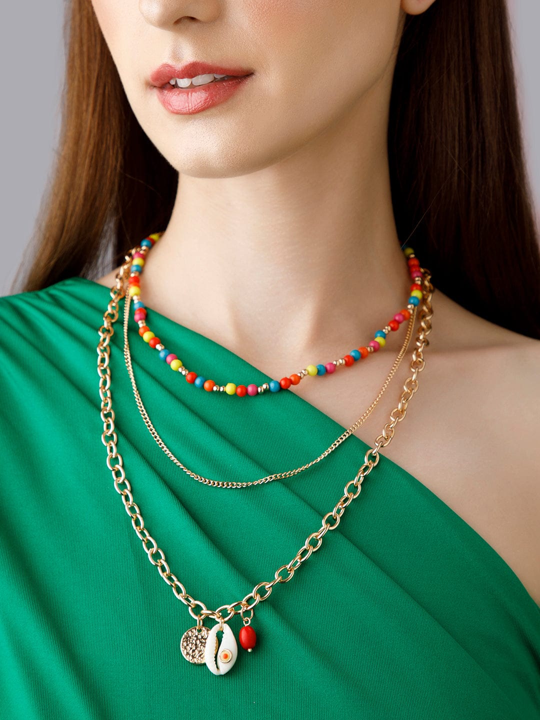 Rubans Voguish Gold-Toned Red Gold-Plated Handcrafted Necklace