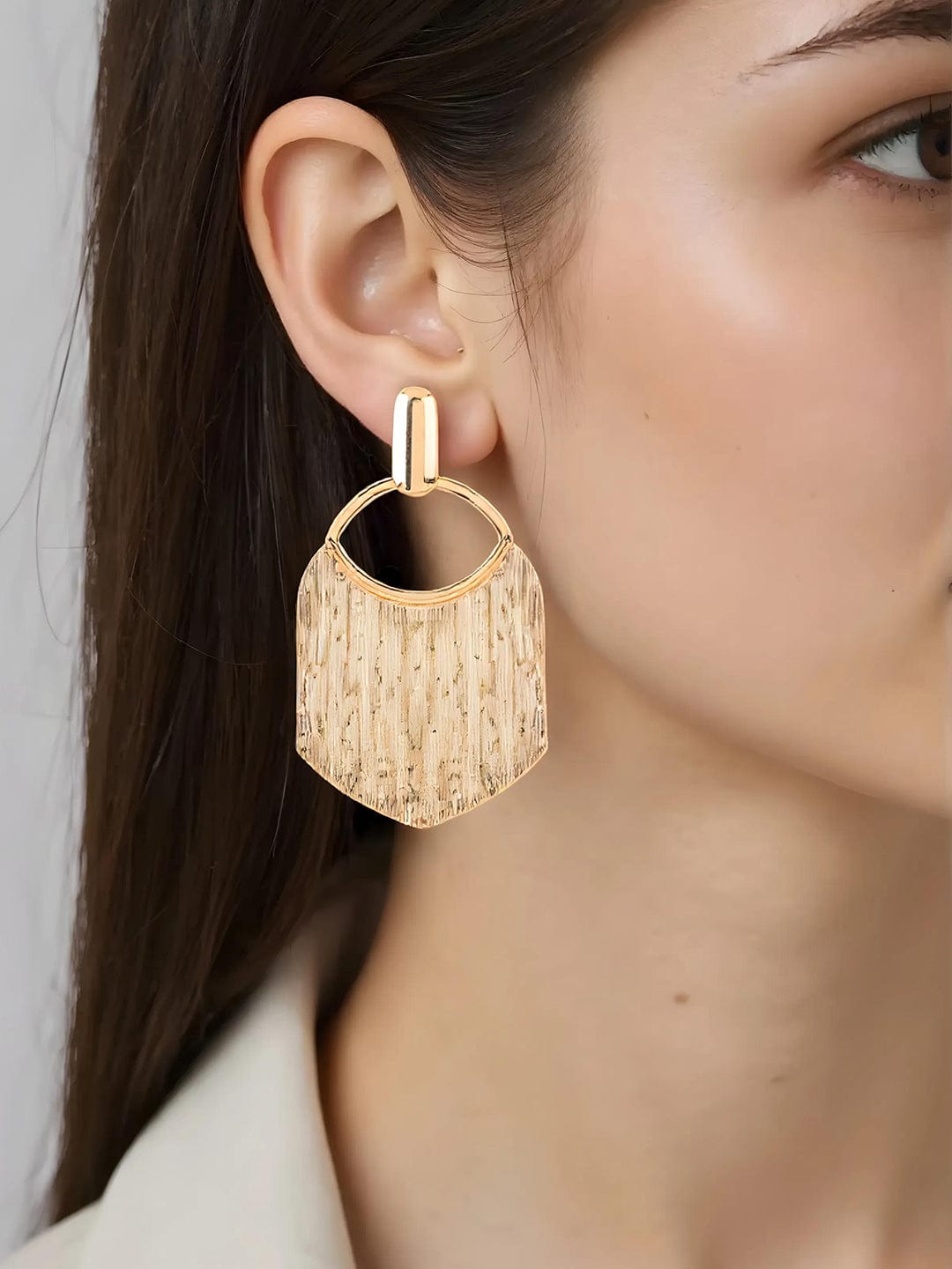 Rubans Voguish Gold Toned Textured Statement Tassel Earrings