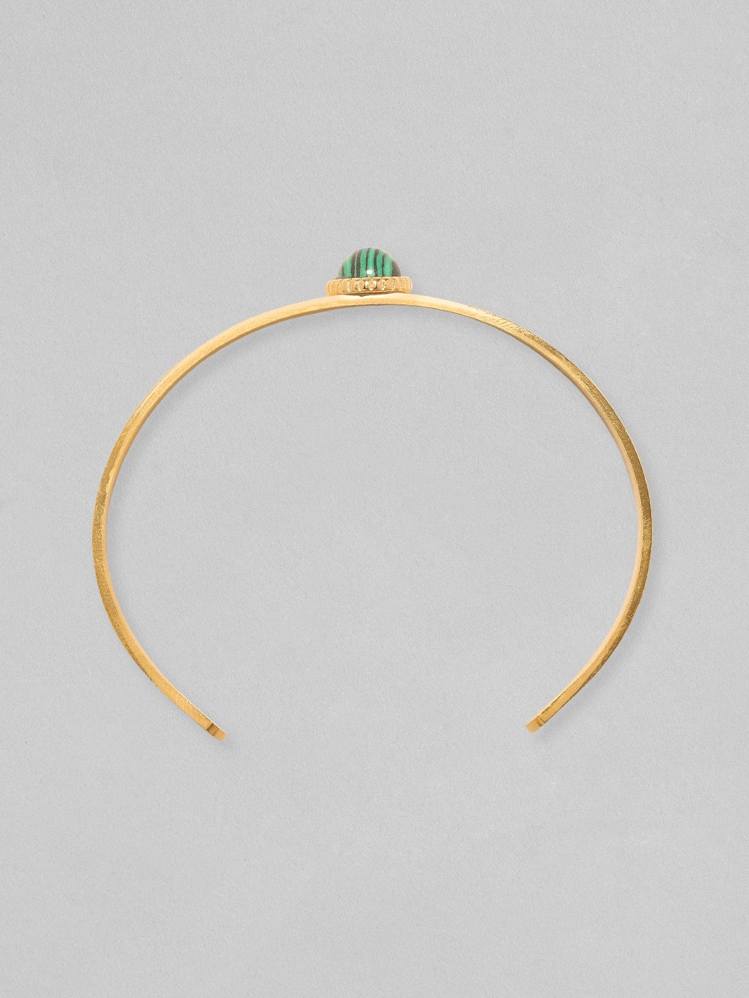 Rubans Voguish 18K Gold Plated Green Gem Studded Waterproof Cuff  Bracelet.