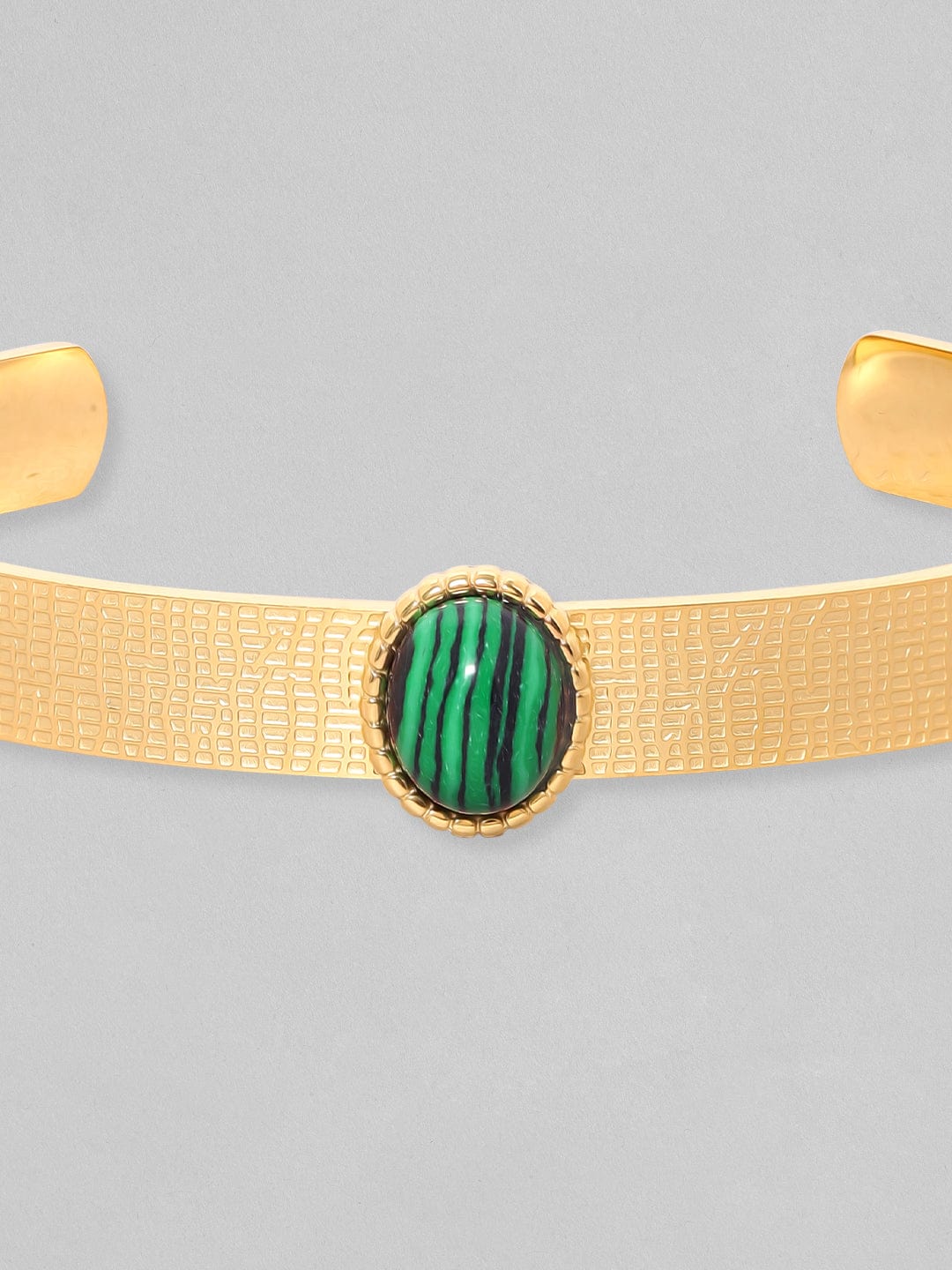 Rubans Voguish 18K Gold Plated Green Gem Studded Waterproof Cuff  Bracelet.