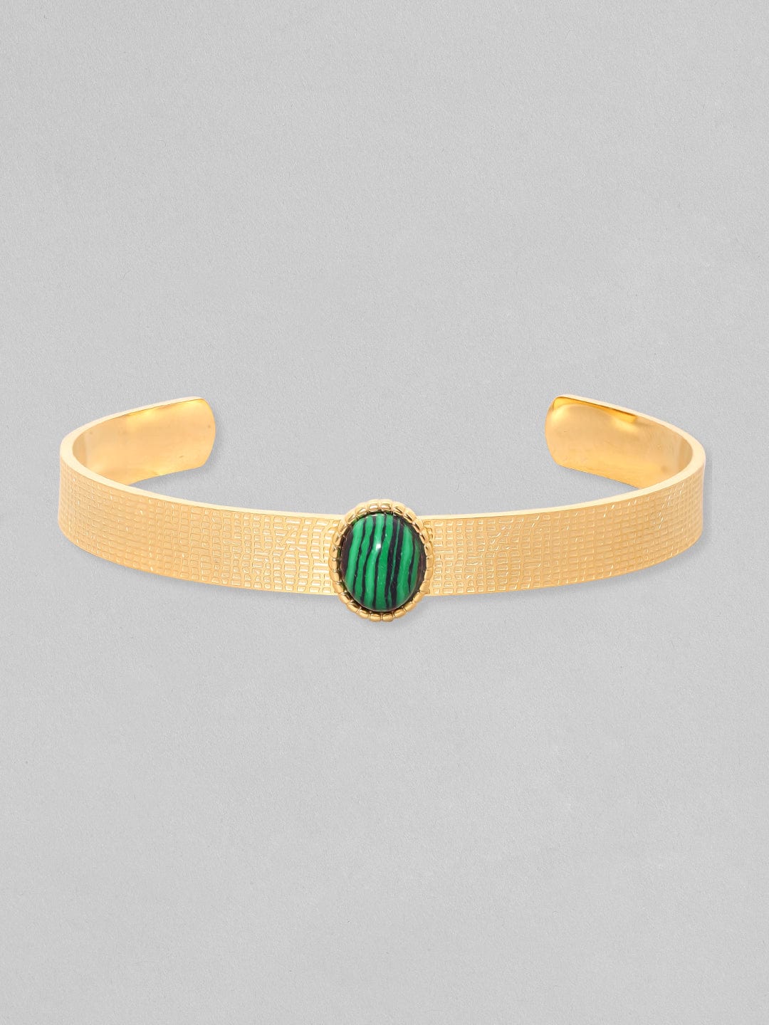 Rubans Voguish 18K Gold Plated Green Gem Studded Waterproof Cuff  Bracelet.