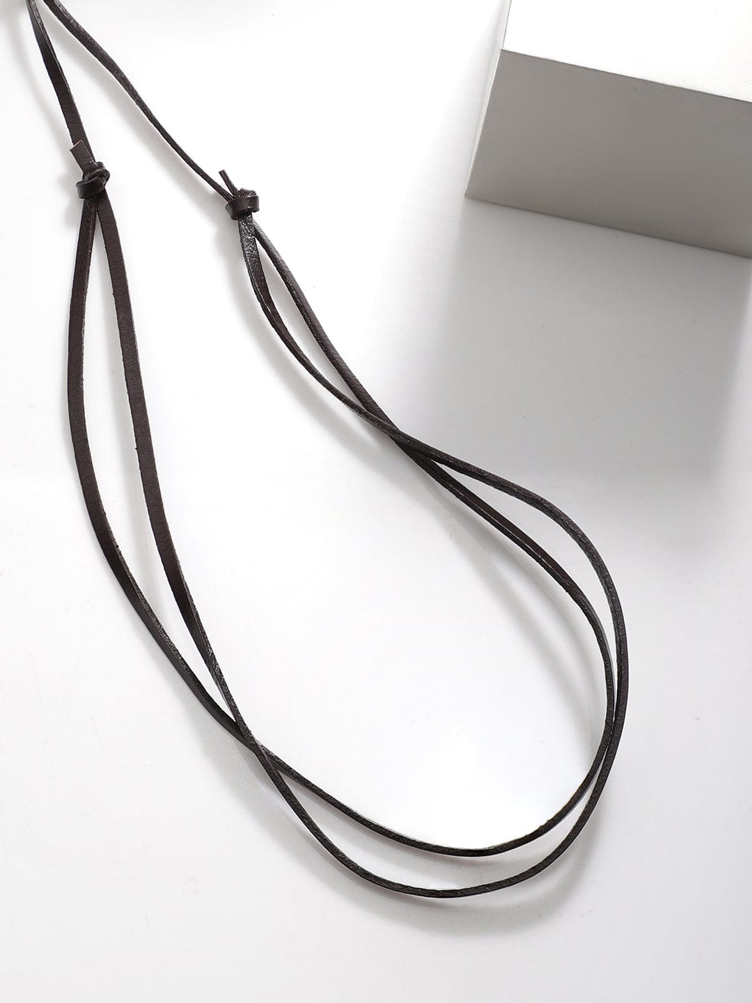 Rubans Voguish Men Brown Lather Adjustable Necklace With Arrow Pendant.