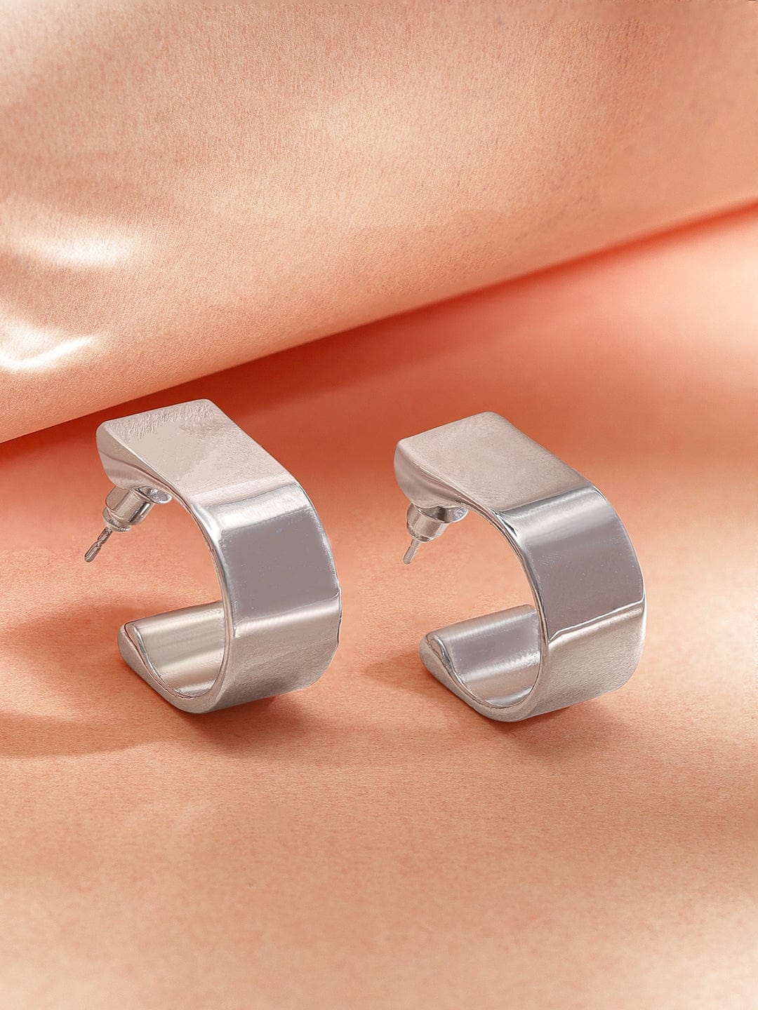 Rubans Voguish Modern Elegance Silver Plated Hoop Earrings