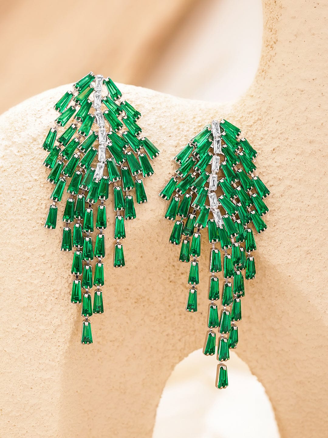 Green Tassel Dangler Earrings