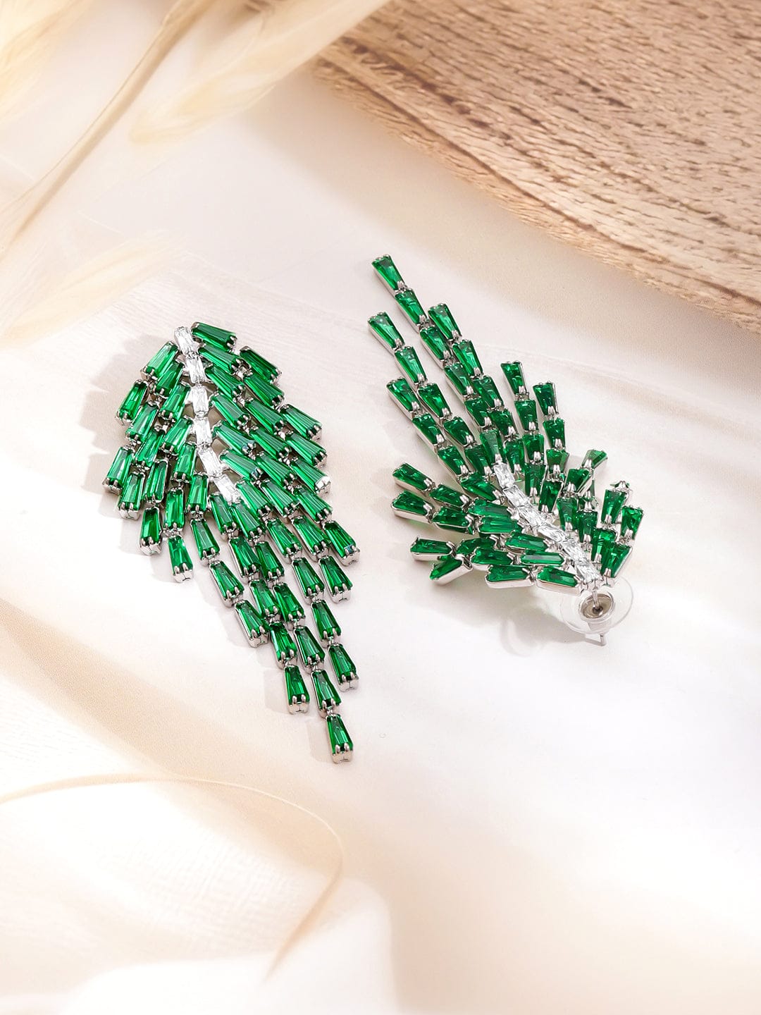 Green Tassel Dangler Earrings
