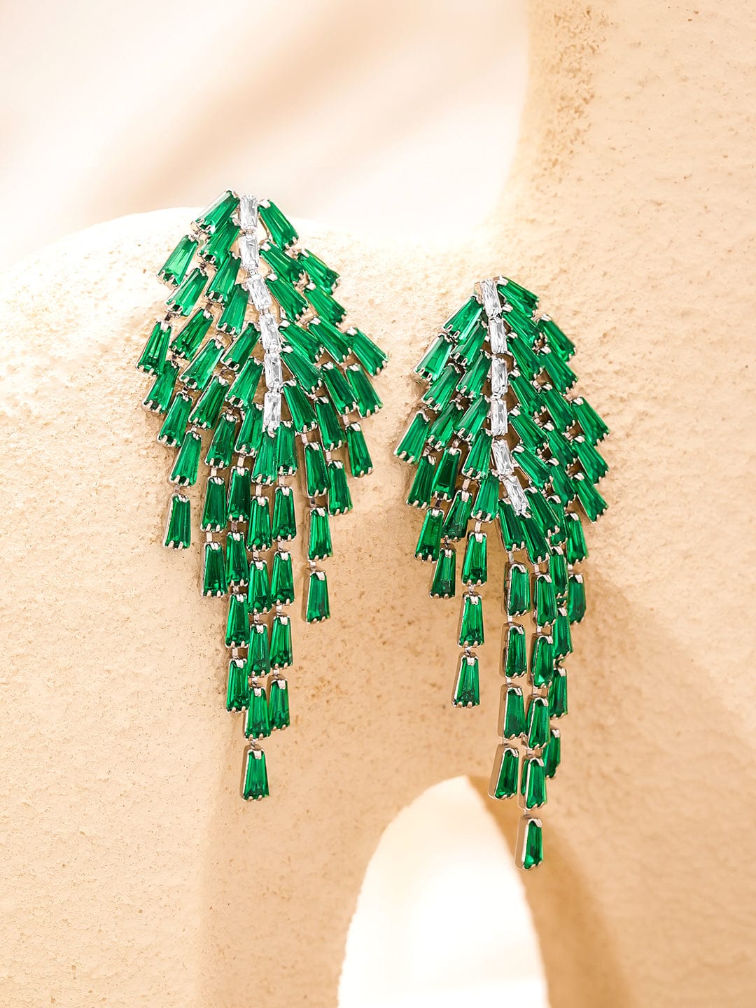 Green Tassel Dangler Earrings