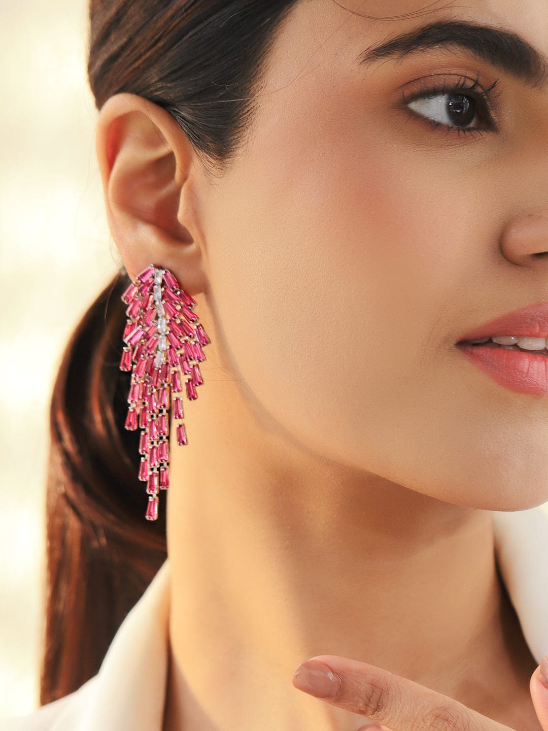 Pink Tassel Dangler Earrings
