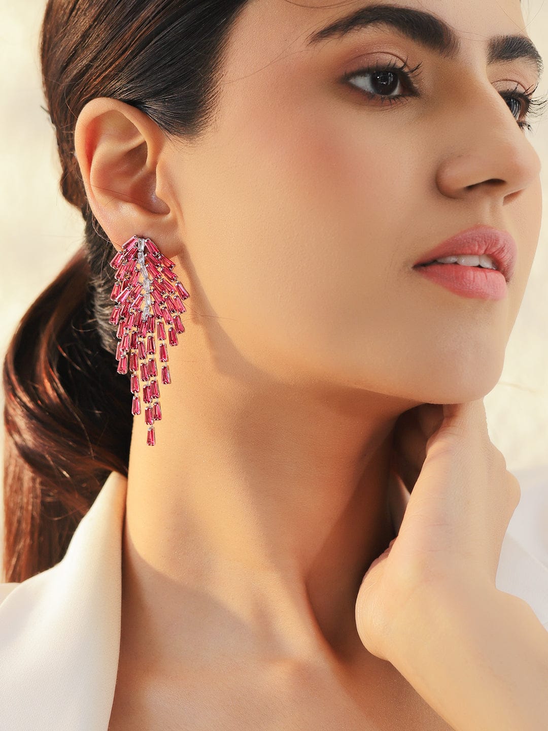 Pink Tassel Dangler Earrings