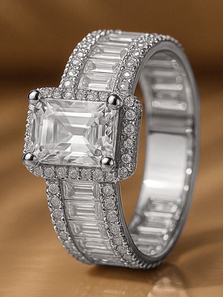 Crystal Studded White Ring