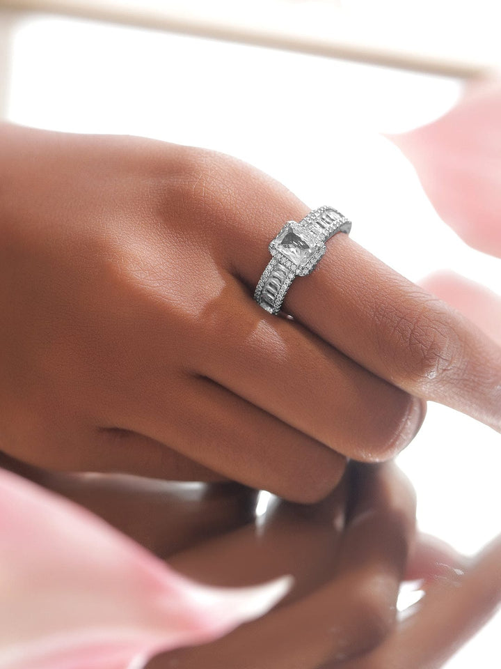Crystal Studded White Ring