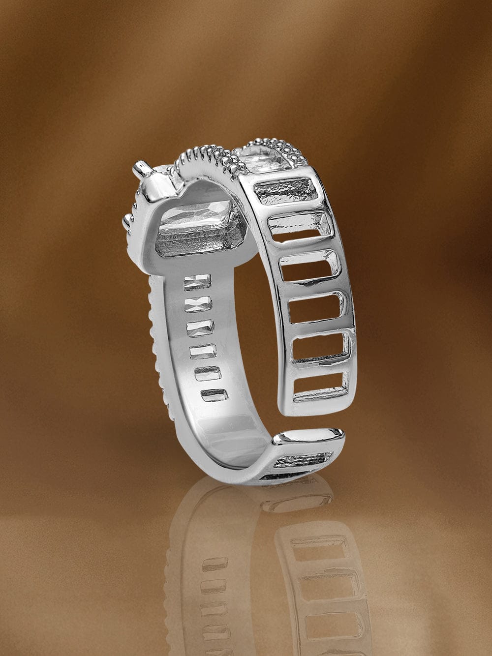 Crystal Studded White Ring