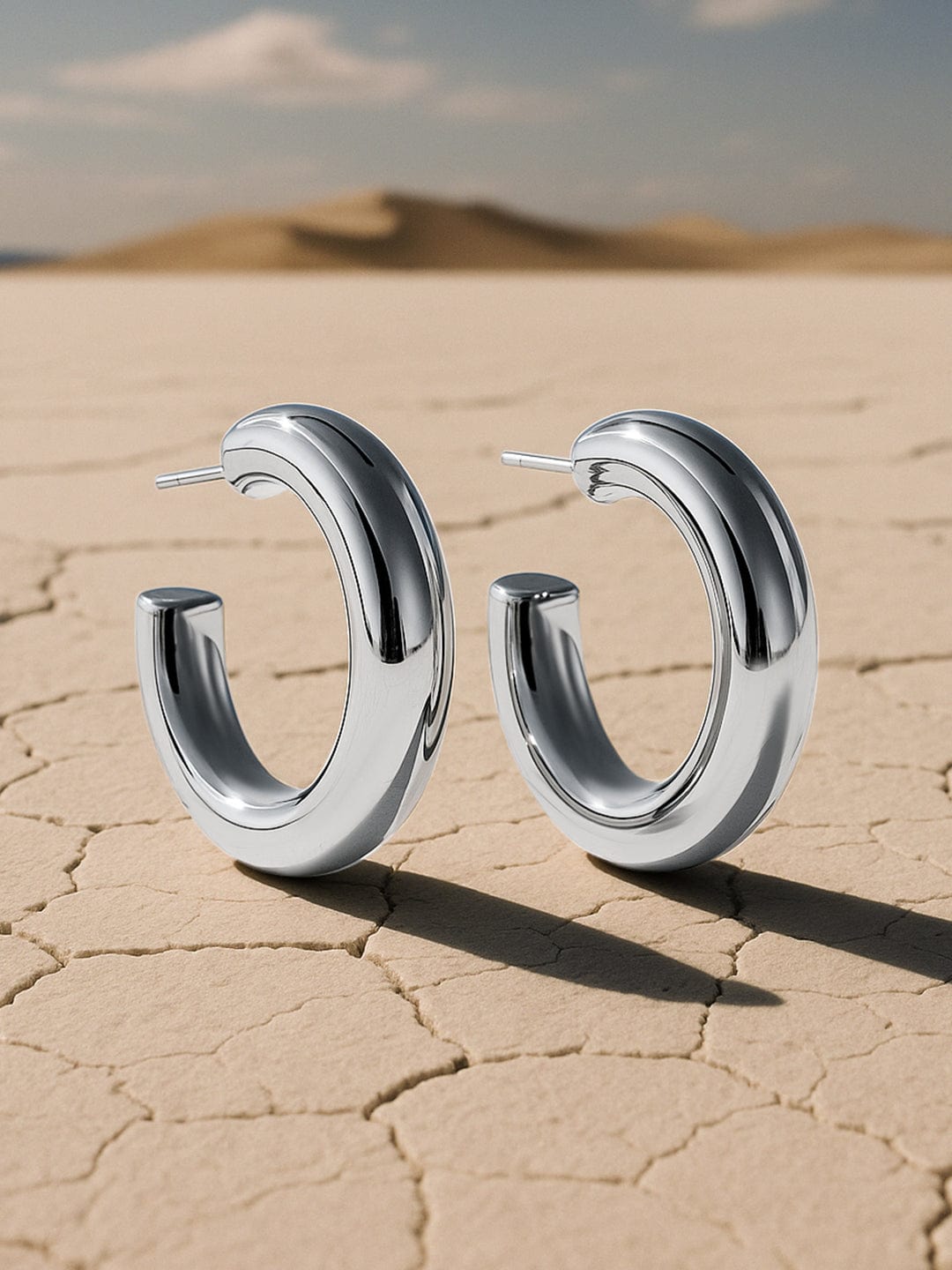 Rubans Voguish Rhodium Plated Stainless Steel Tarnish Free Waterproof Hoop Earrings