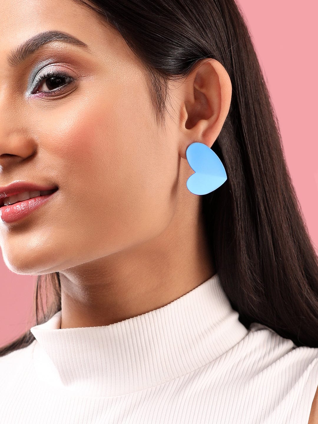 Rubans Voguish Set Of 2, Gold & Enamel Dual Toned Heart Motif Hoop Earrings