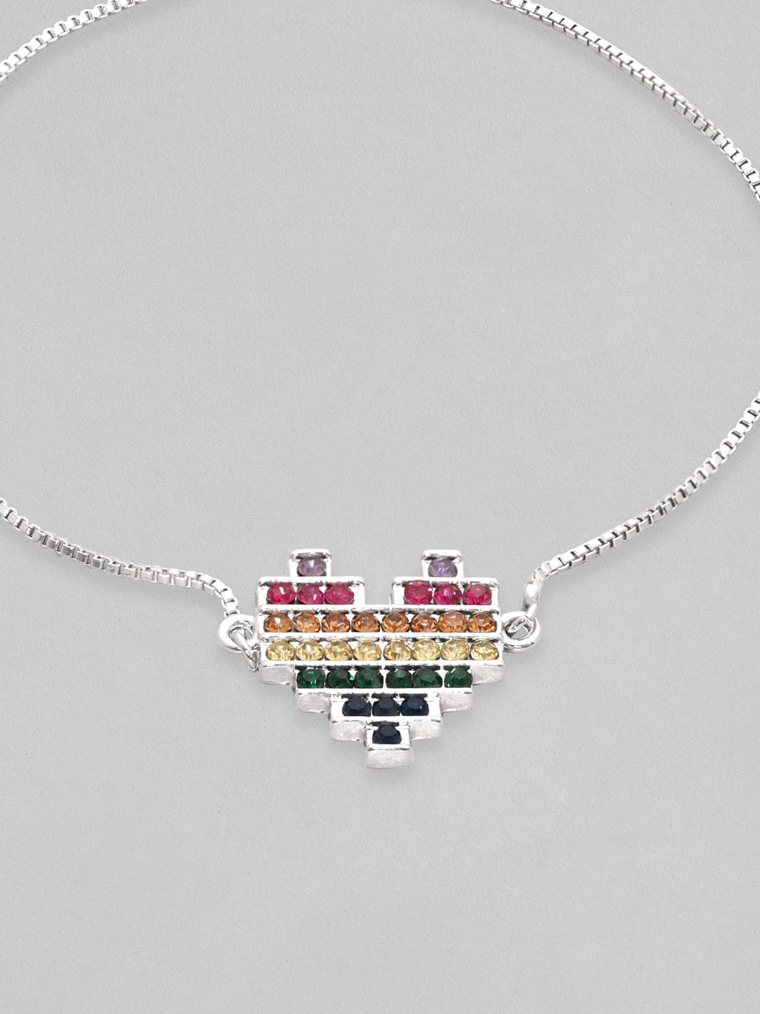 Rubans Voguish Silver-Plated CZ Charm Bracelet