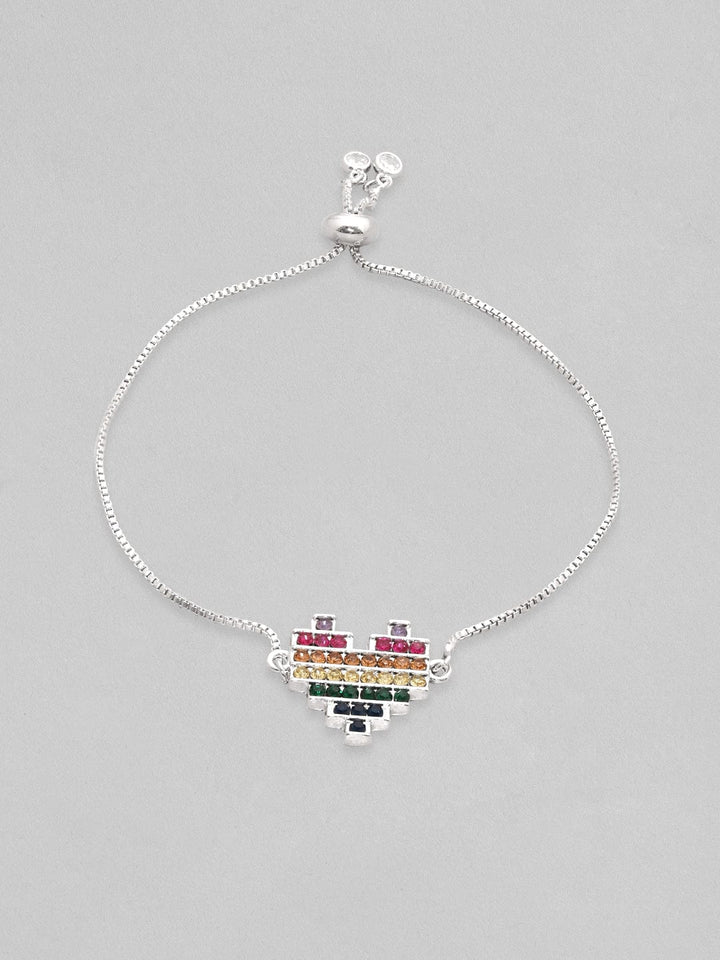 Rubans Voguish Silver-Plated CZ Charm Bracelet