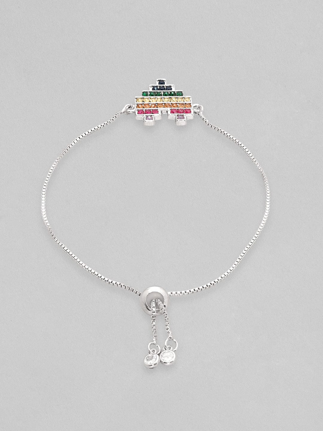 Rubans Voguish Silver-Plated CZ Charm Bracelet