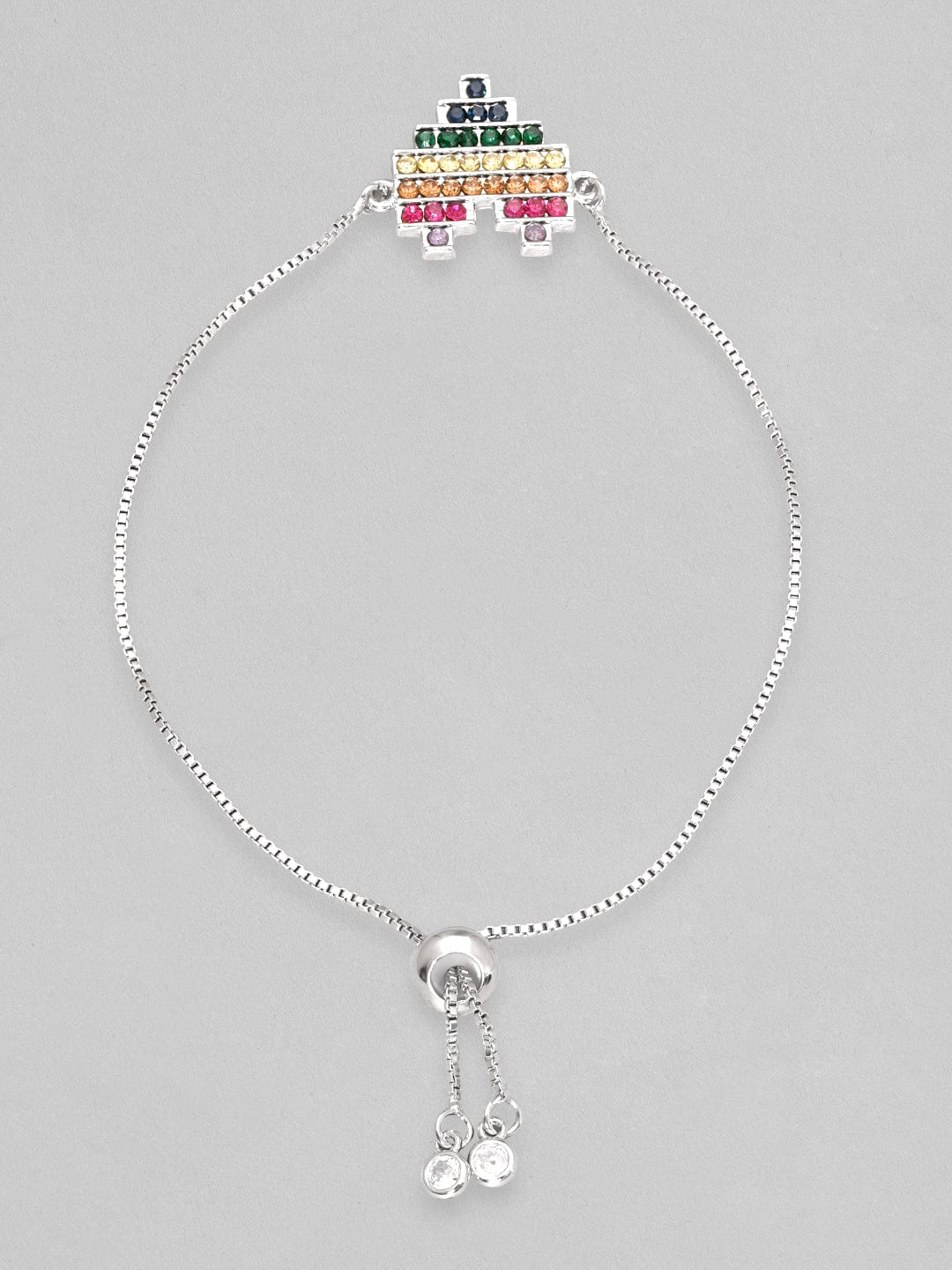 Rubans Voguish Silver-Plated CZ Charm Bracelet