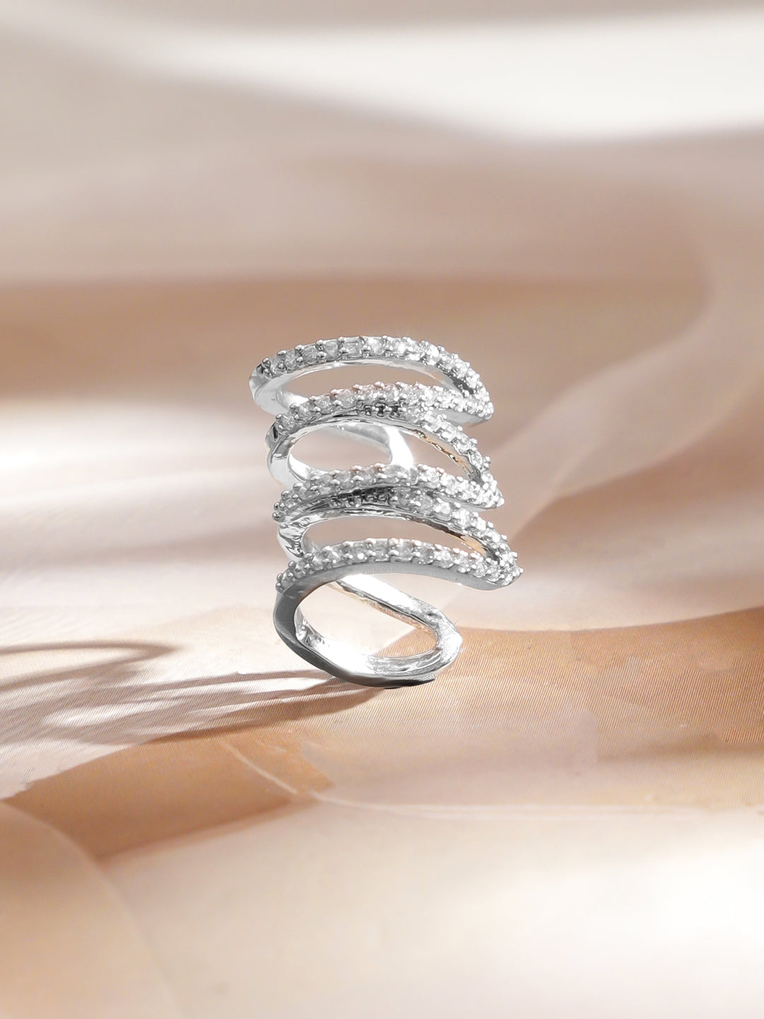 Silver Whispers Spiral Ear Cuff