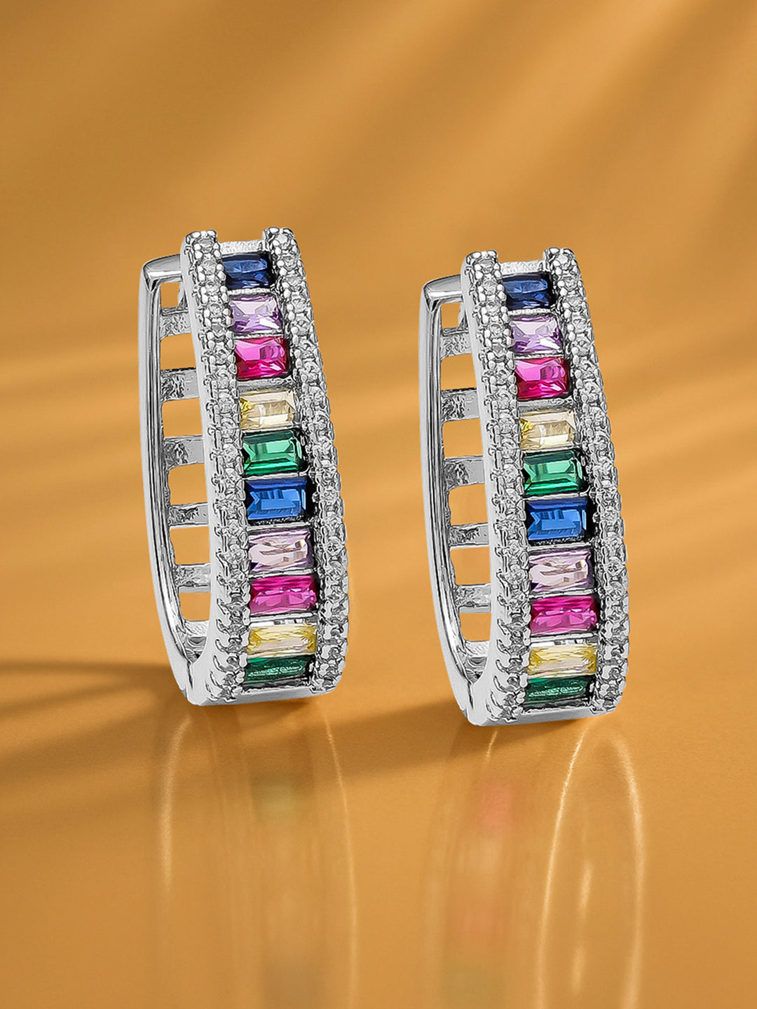 Multi Colored Baguette Hoops
