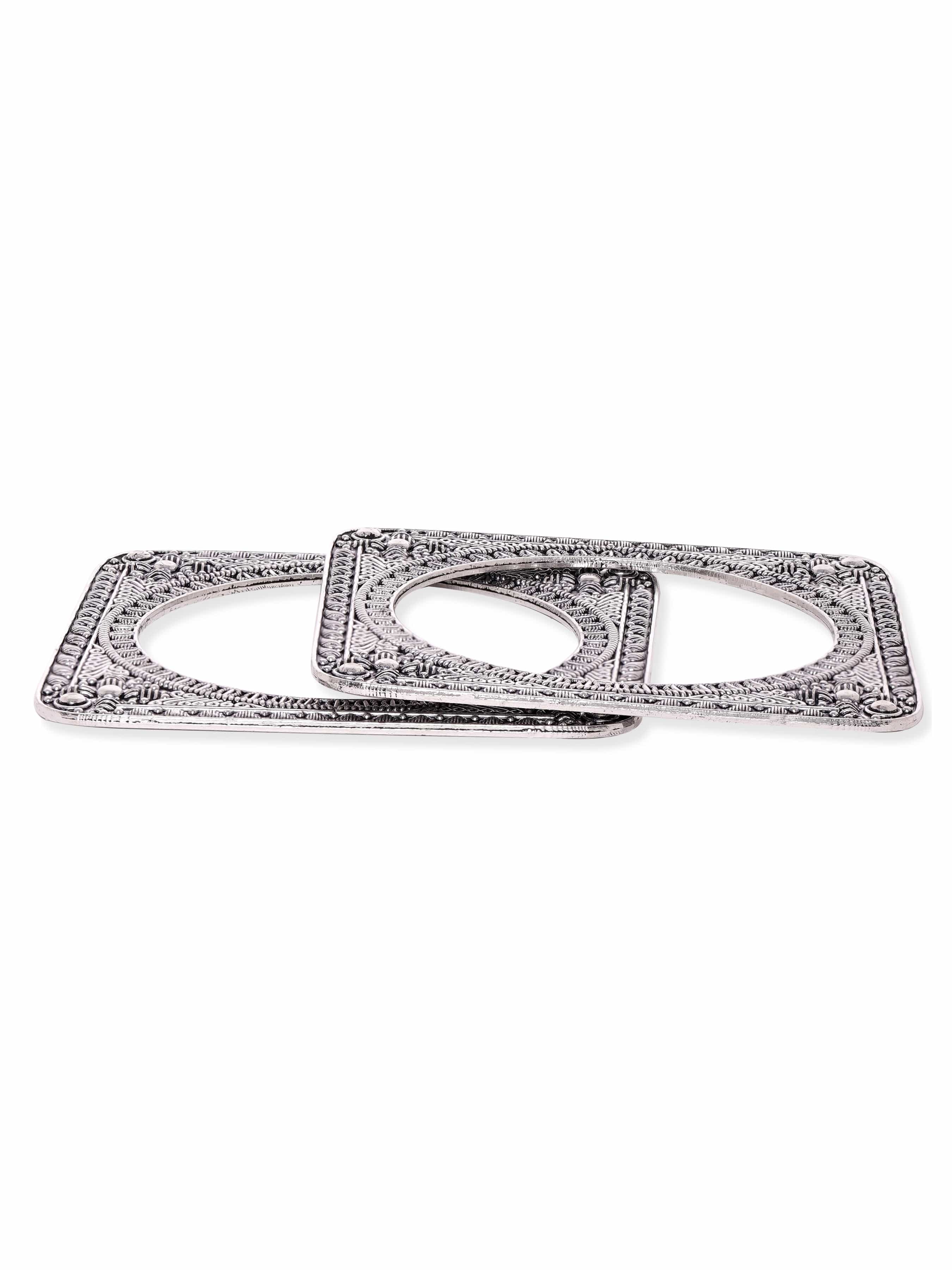 Pair of Oxidised Geometric Bangles