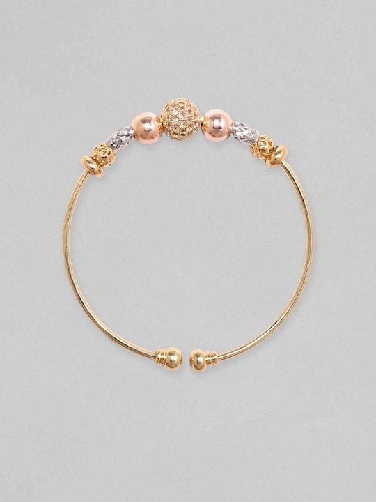 Rubans 18K Gold Plated Zirconia Beaded Charm Adjustable Minimal Bracelet