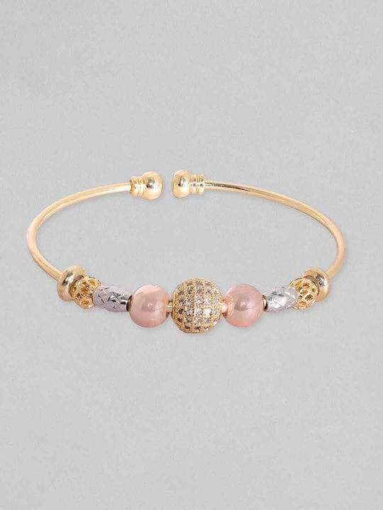 Rubans 18K Gold Plated Zirconia Beaded Charm Adjustable Minimal Bracelet