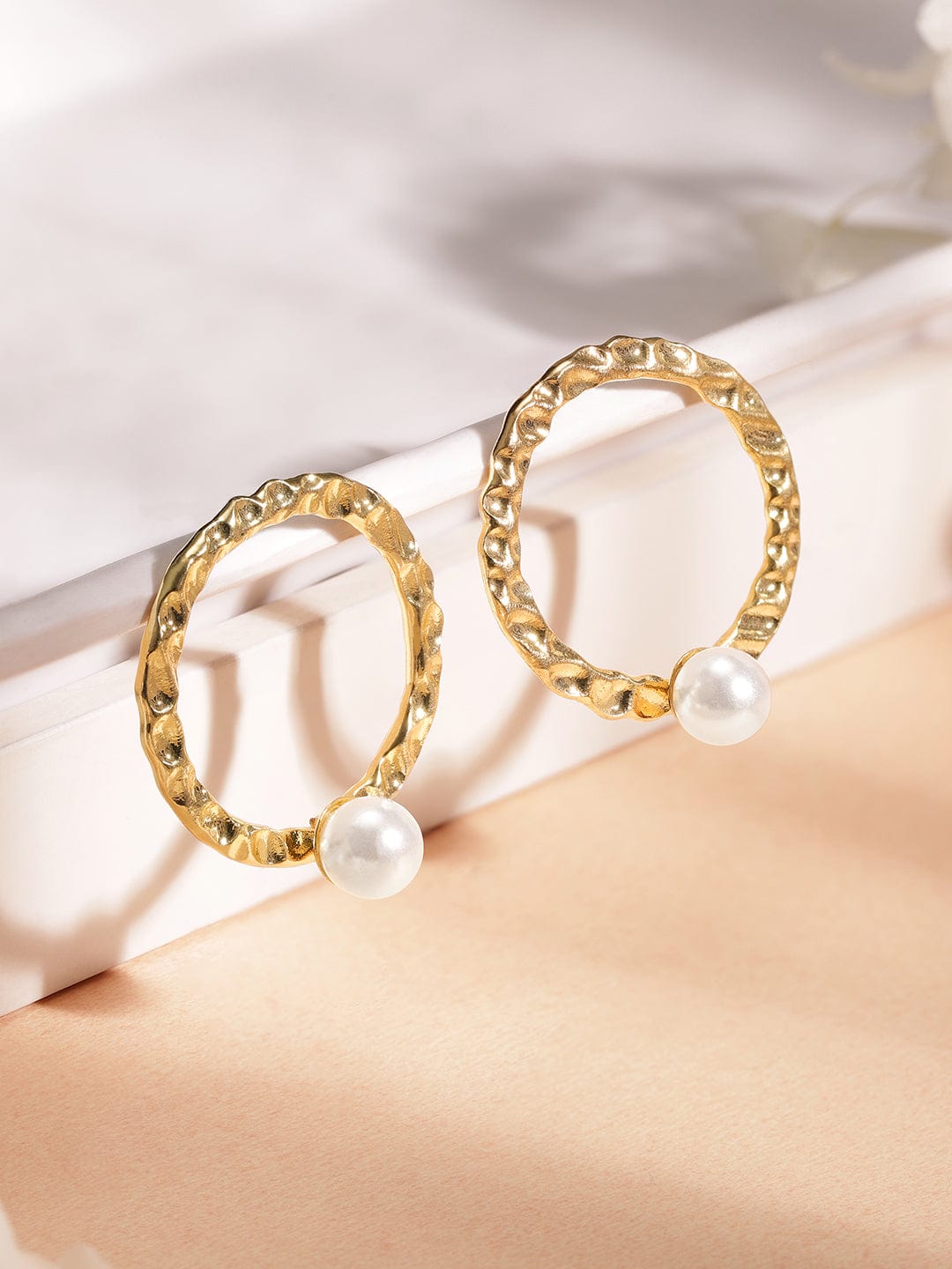 Rubans Gold-Plated Circular Hoop Earrings