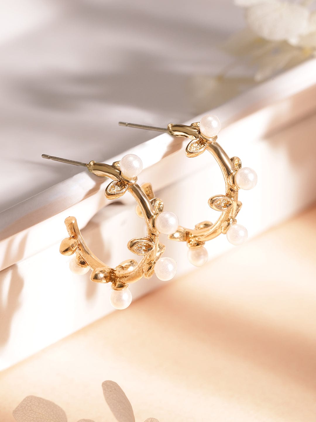 Rubans Gold-Plated Handcrafted Half Hoop Earrings