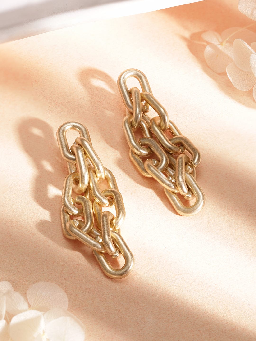 Rubans Gold-Toned Geometric Drop Earrings