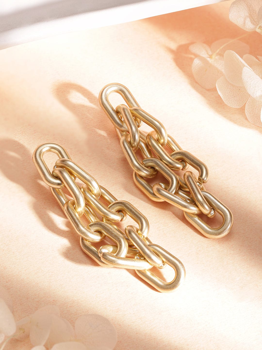 Rubans Gold-Toned Geometric Drop Earrings