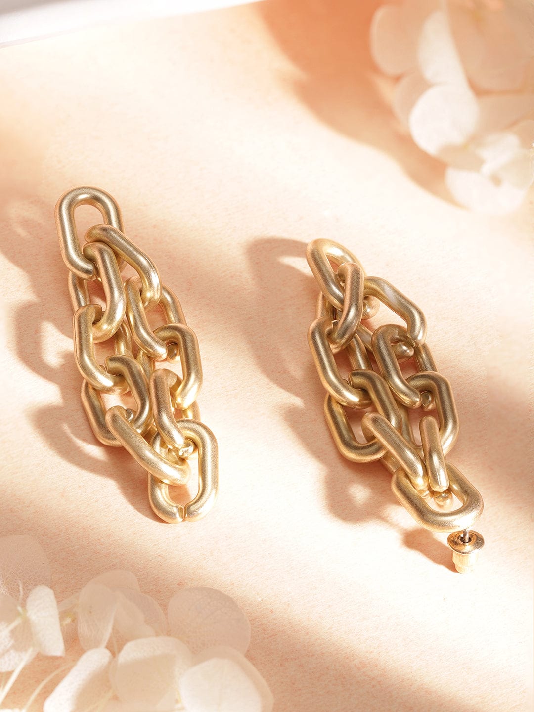 Rubans Gold-Toned Geometric Drop Earrings
