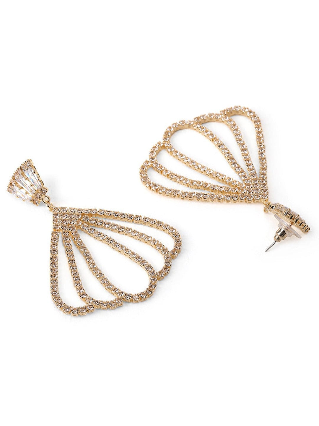 Rubans Gold-Toned Handcrafted Cz Classic Drop Earrings